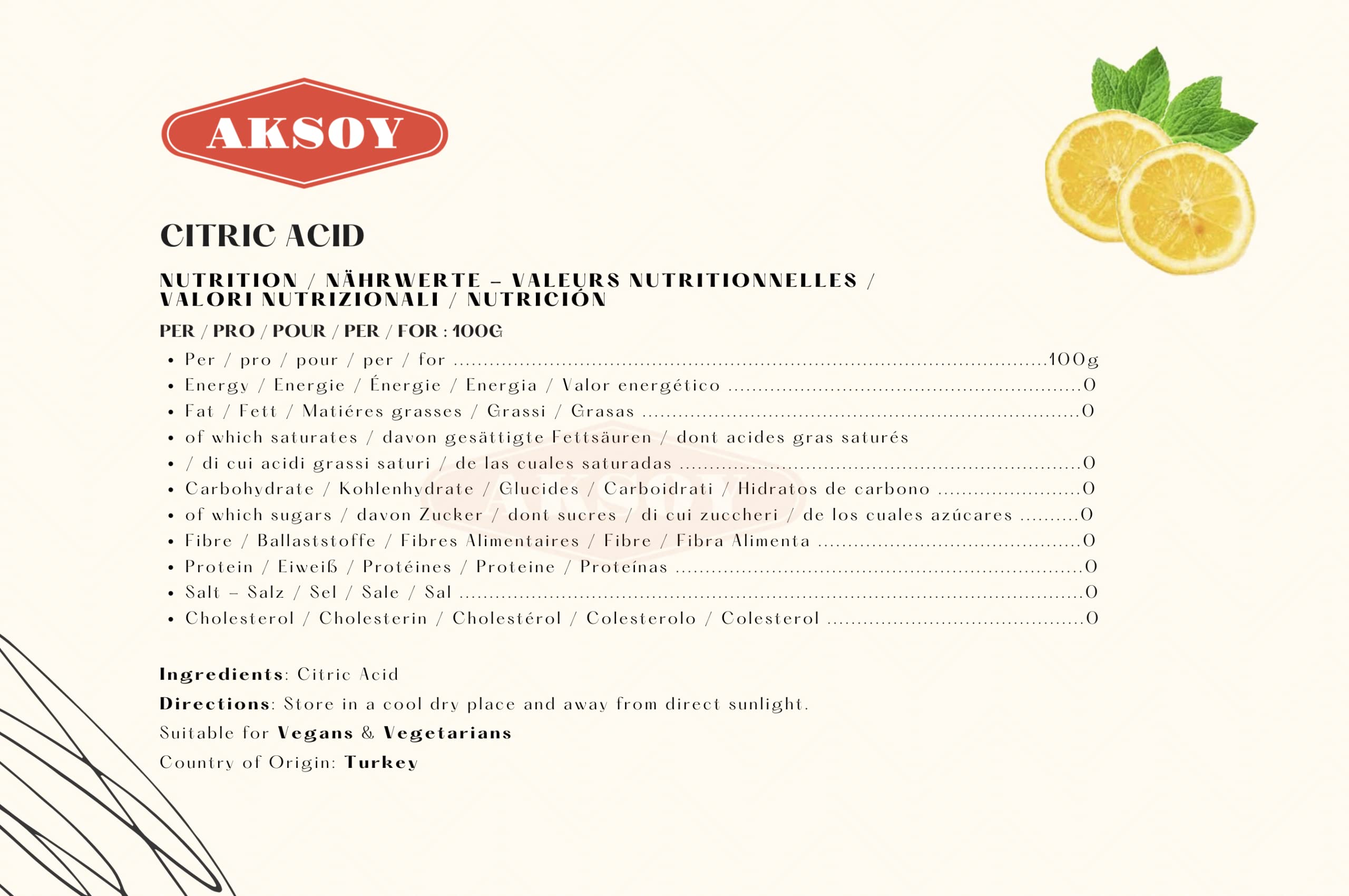 Aksoy - Citric Acid Food Grade 1.25kg | Non-GMO, Anhydrous, for Cleaning, Canning & Bath Bombs 8