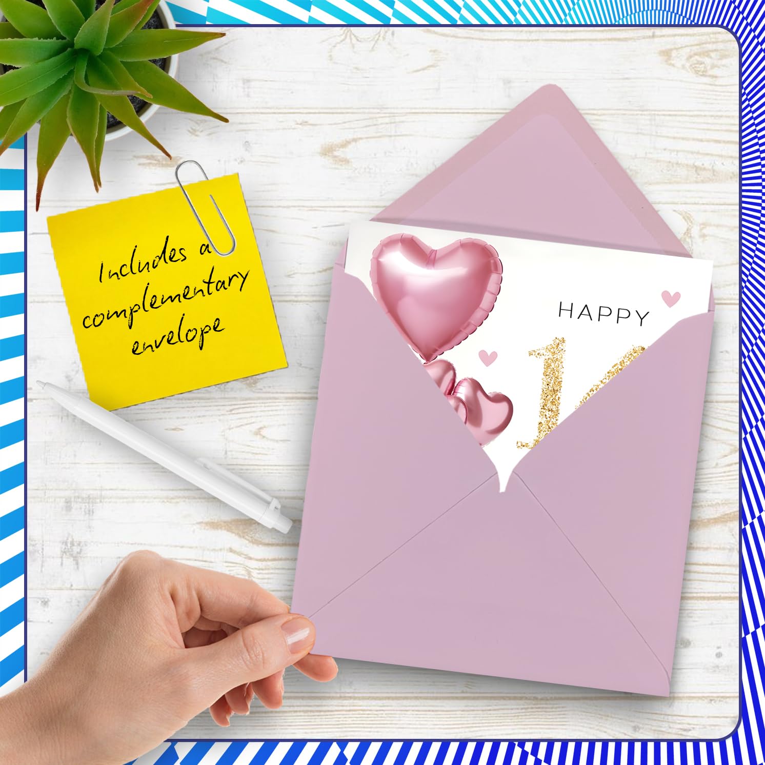Stuff4 14th Birthday Card for Girls - Pink Glitter Balloons | 145mm Square | Blank Inside 5