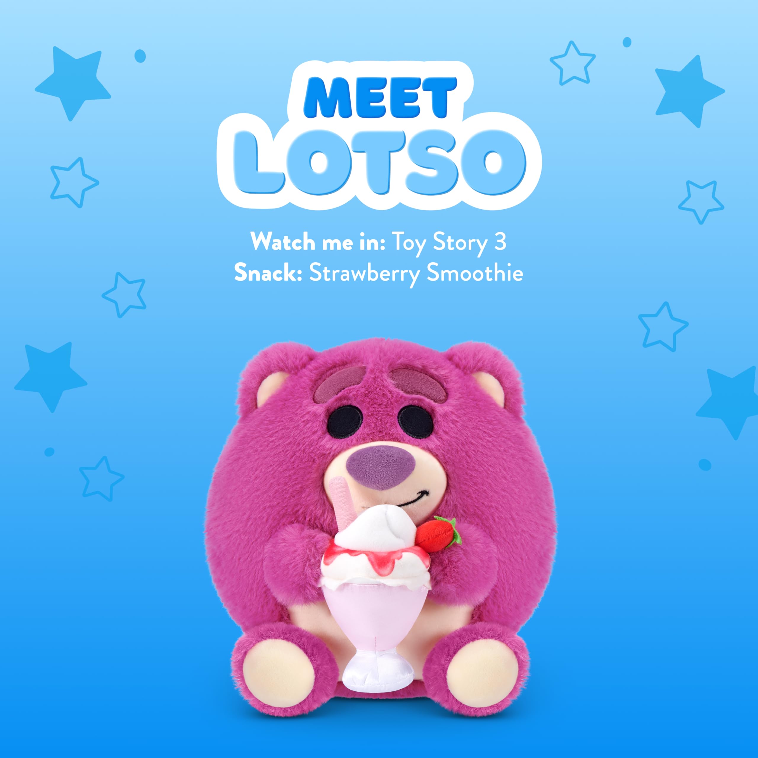Snackles Disney 8-Inch Plush Toy - Lotso & Strawberry Smoothie | Polyester | Unisex Children