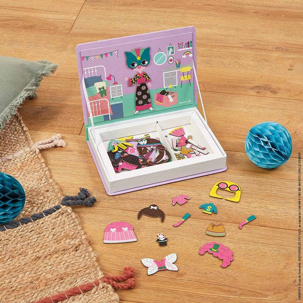 Janod Magneti'Book Costumes Magnetic Playset - Educational Fashion Game for Girls, Ages 3-8 10