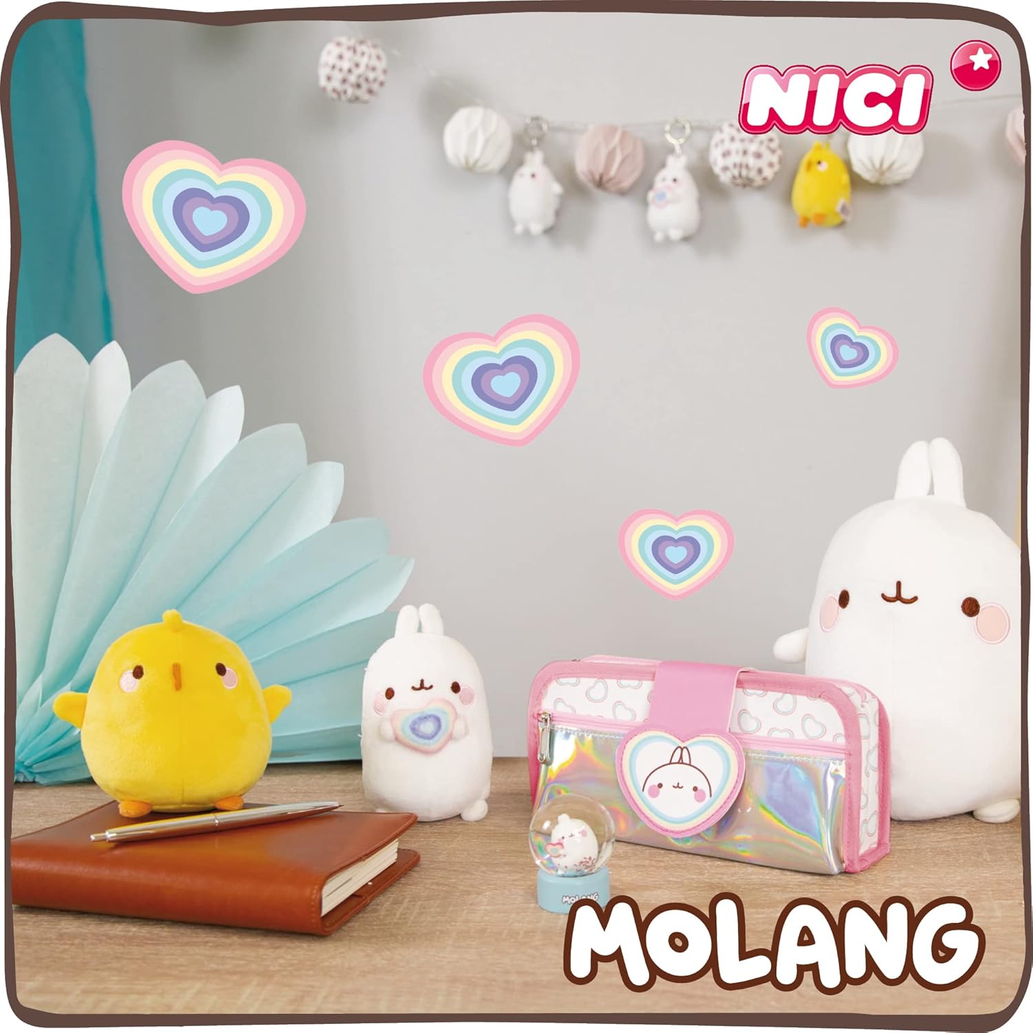 Nici Cuddly Toy Molang with Rainbow Heart 12 cm - Super Soft Plush Stuffed Animal 5