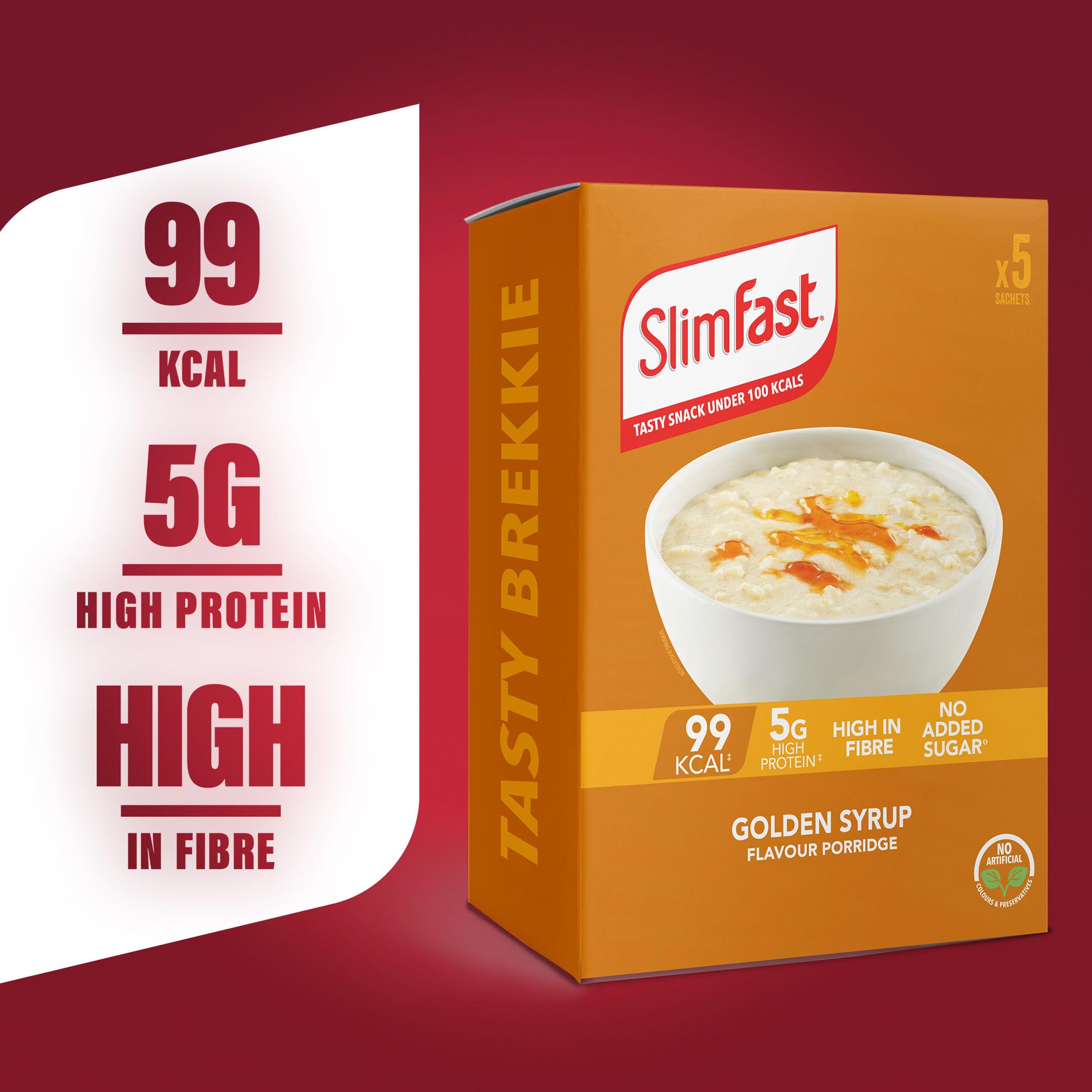 SlimFast Golden Syrup Flavour Porridge - High in Protein, No Added Sugar | 20 Sachets 2