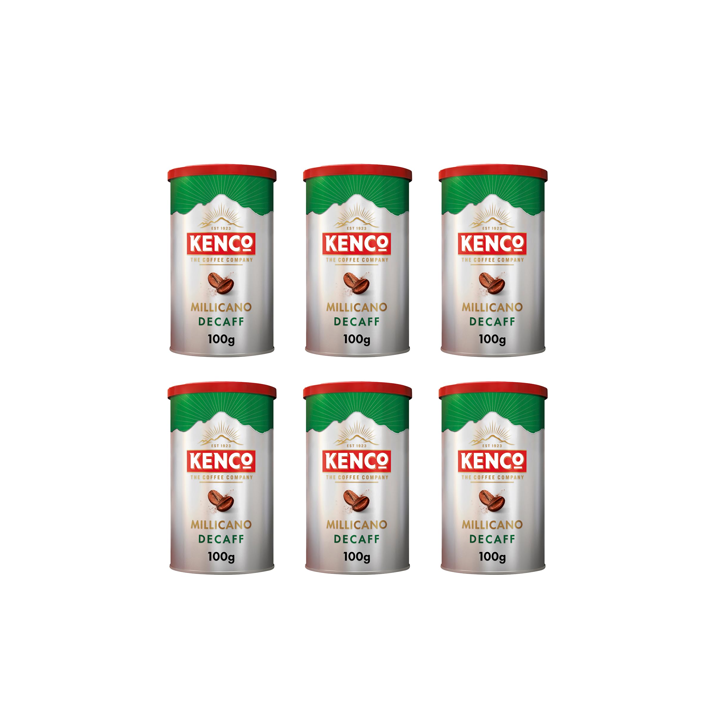 Kenco Millicano Decaf Instant Coffee 100g (Pack of 6 Tins, Total 600g)