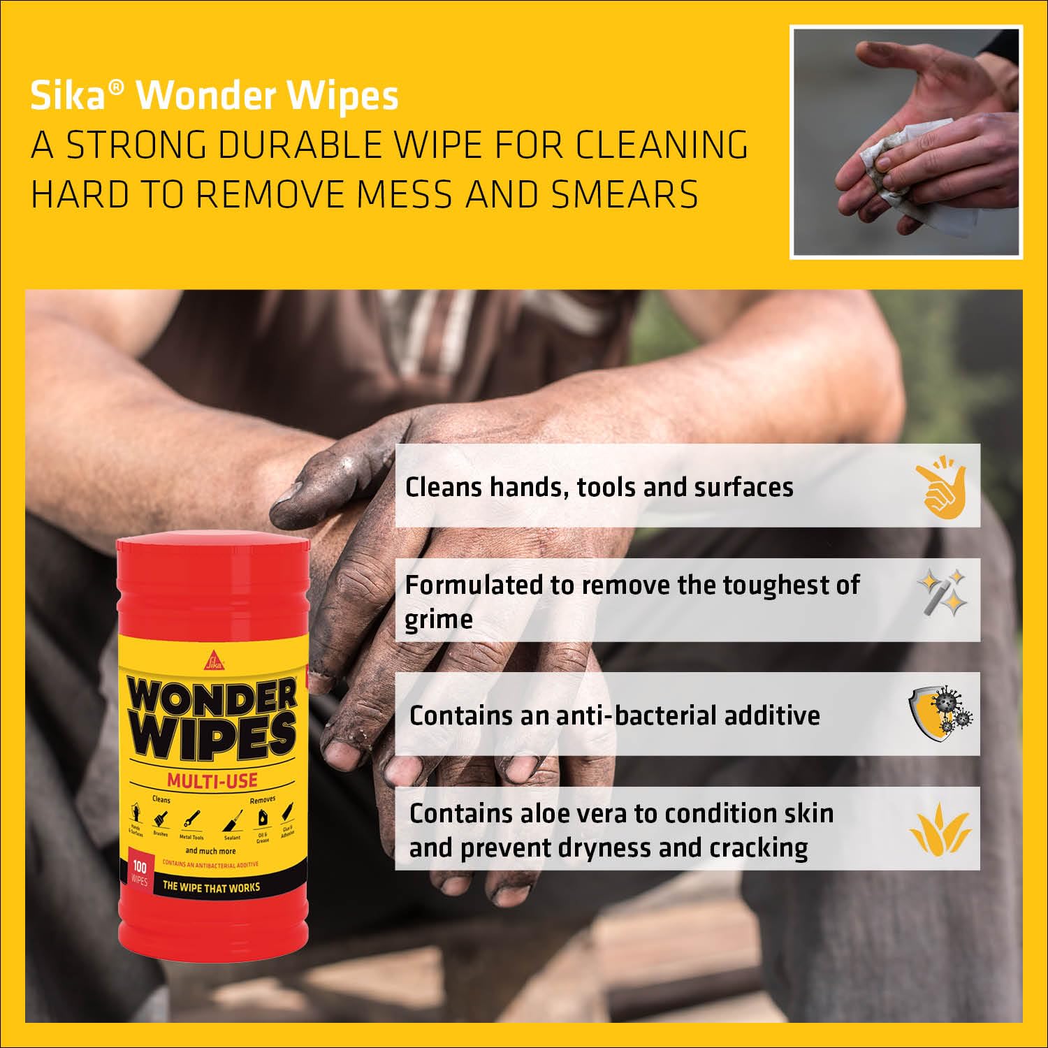 Everbuild - Wonder Wipes Multi-Use Cleaning Wipes, 100 Wipes, Red 8