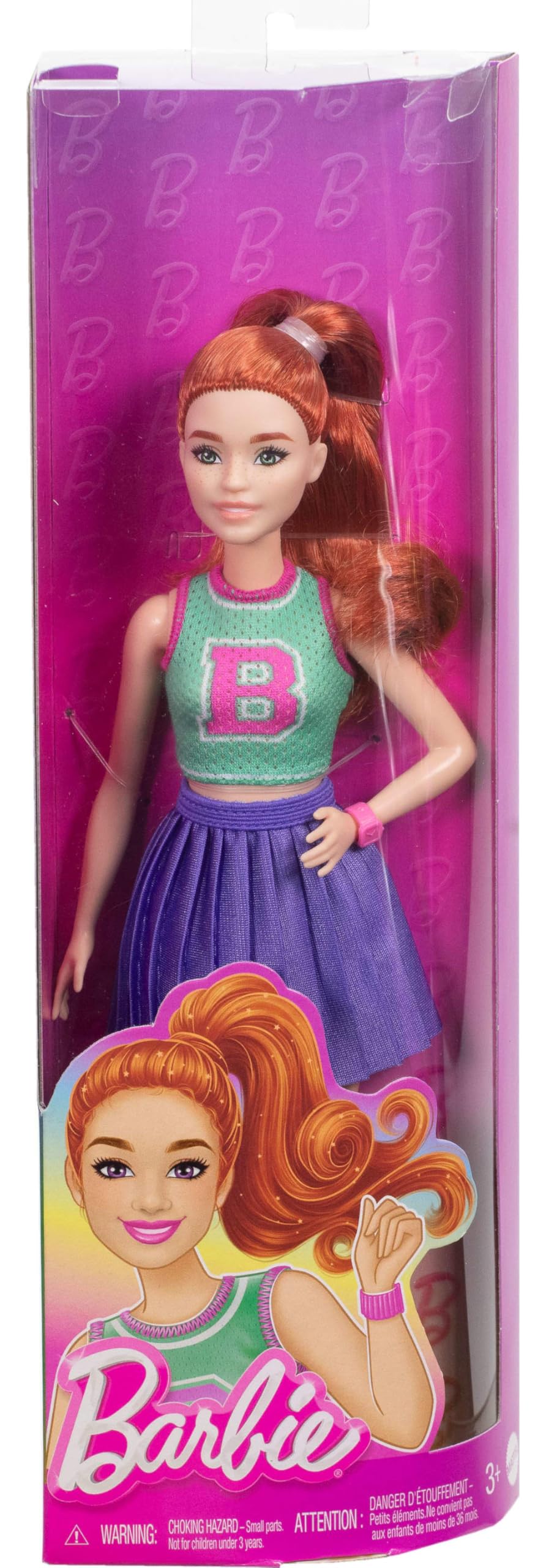Barbie Fashionistas Doll #232 with Red Hair - Sporty 'B' Jersey Look for Kids 3+ 3
