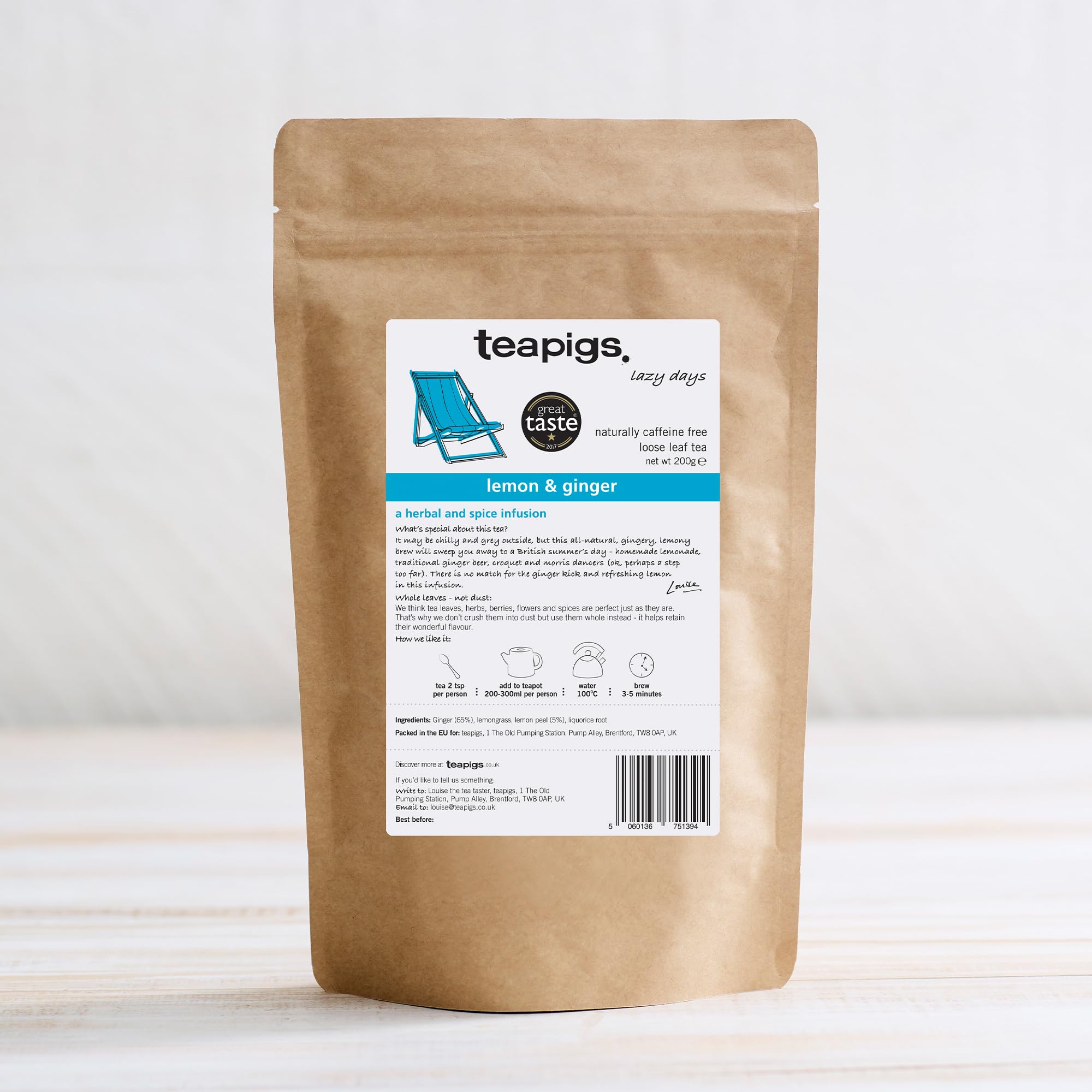 teapigs Lemon & Ginger Loose Leaf Herbal Tea - 200g Whole Leaf Infusion | Caffeine-Free 2