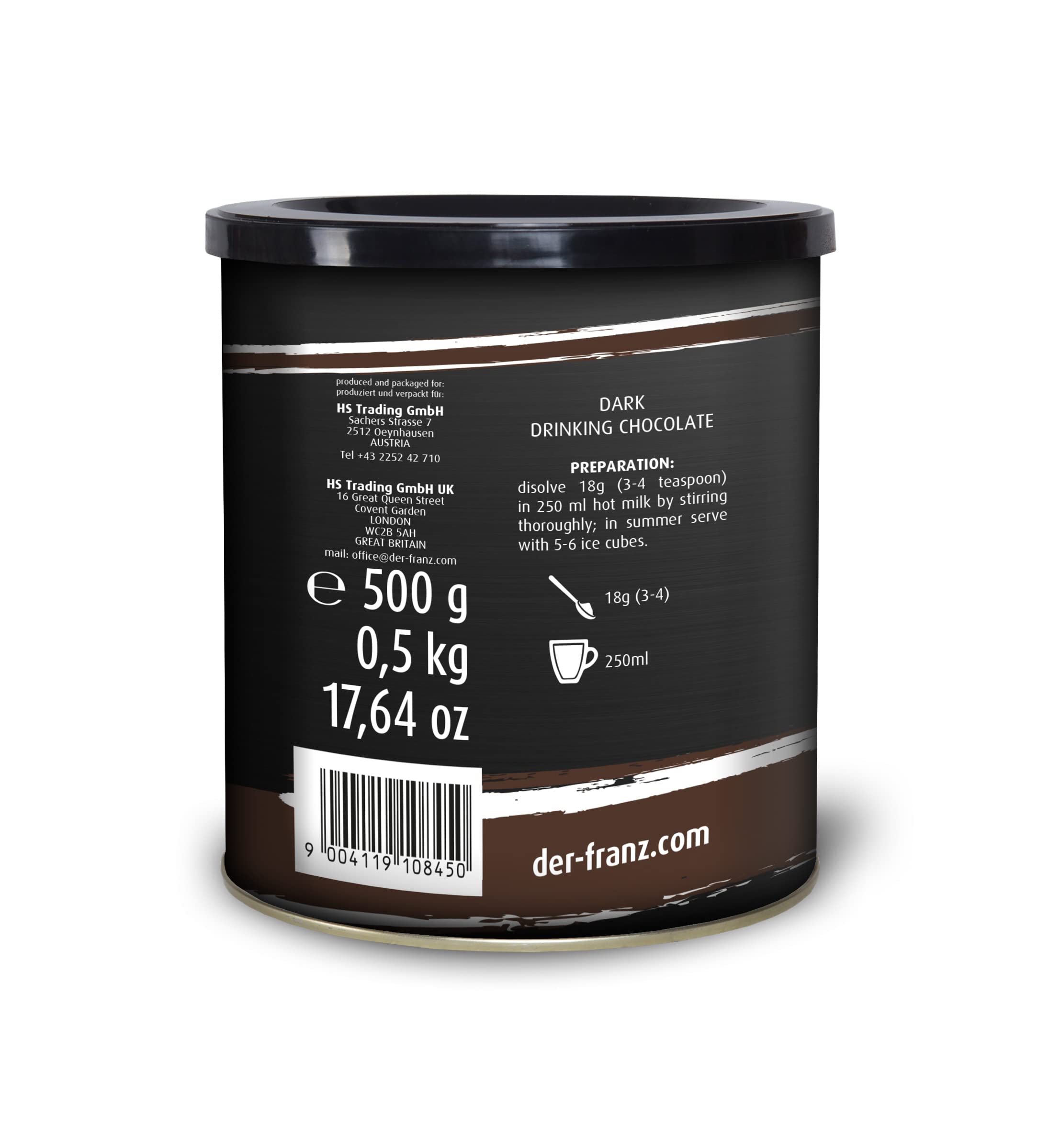 Der-Franz Dark Drinking Chocolate Powder - 38.9% Cocoa | 2 x 500g Pack 3