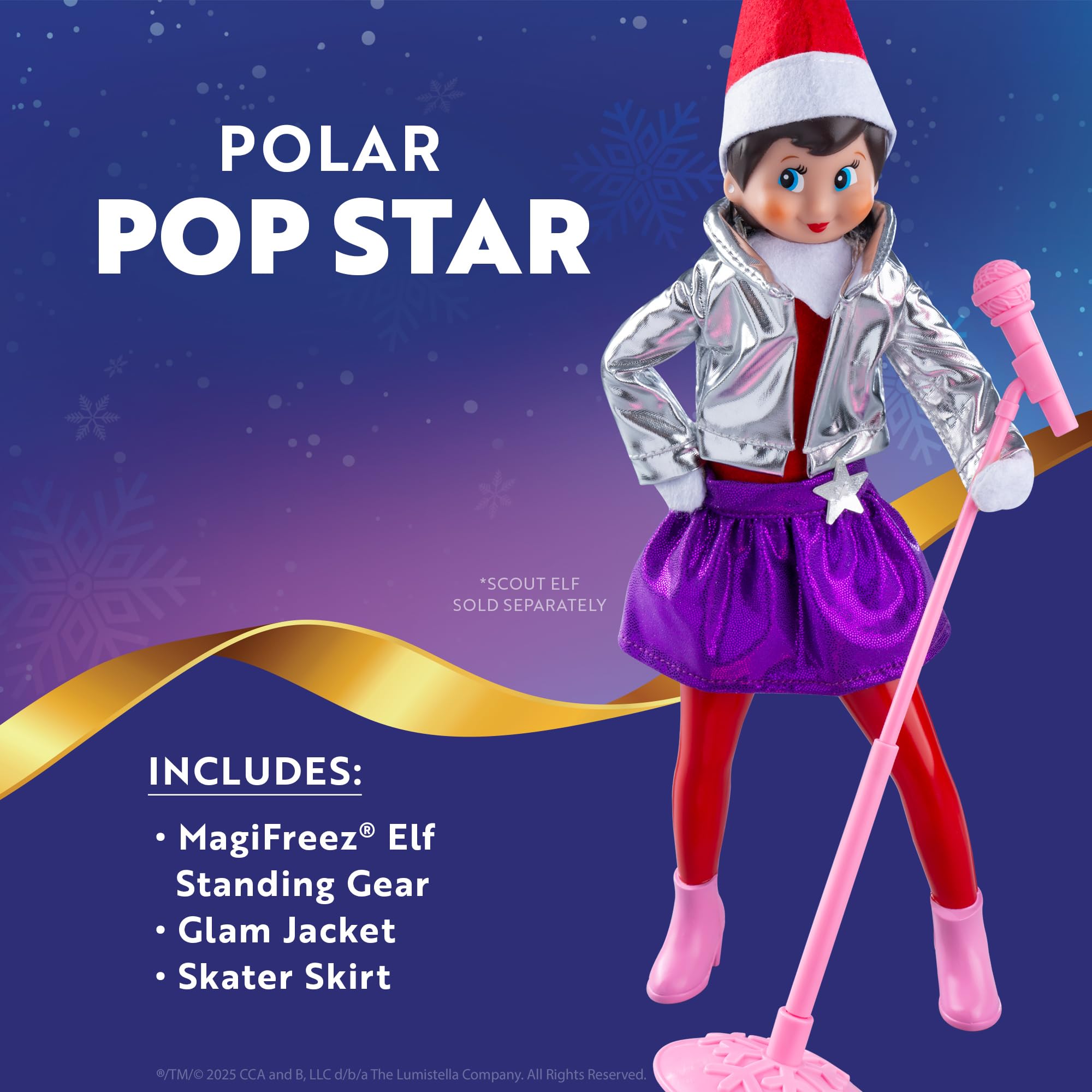 The Elf on the Shelf MagiFreez Pop Star Elf Set - Glittery Stage Outfit with Mic & Stand 4