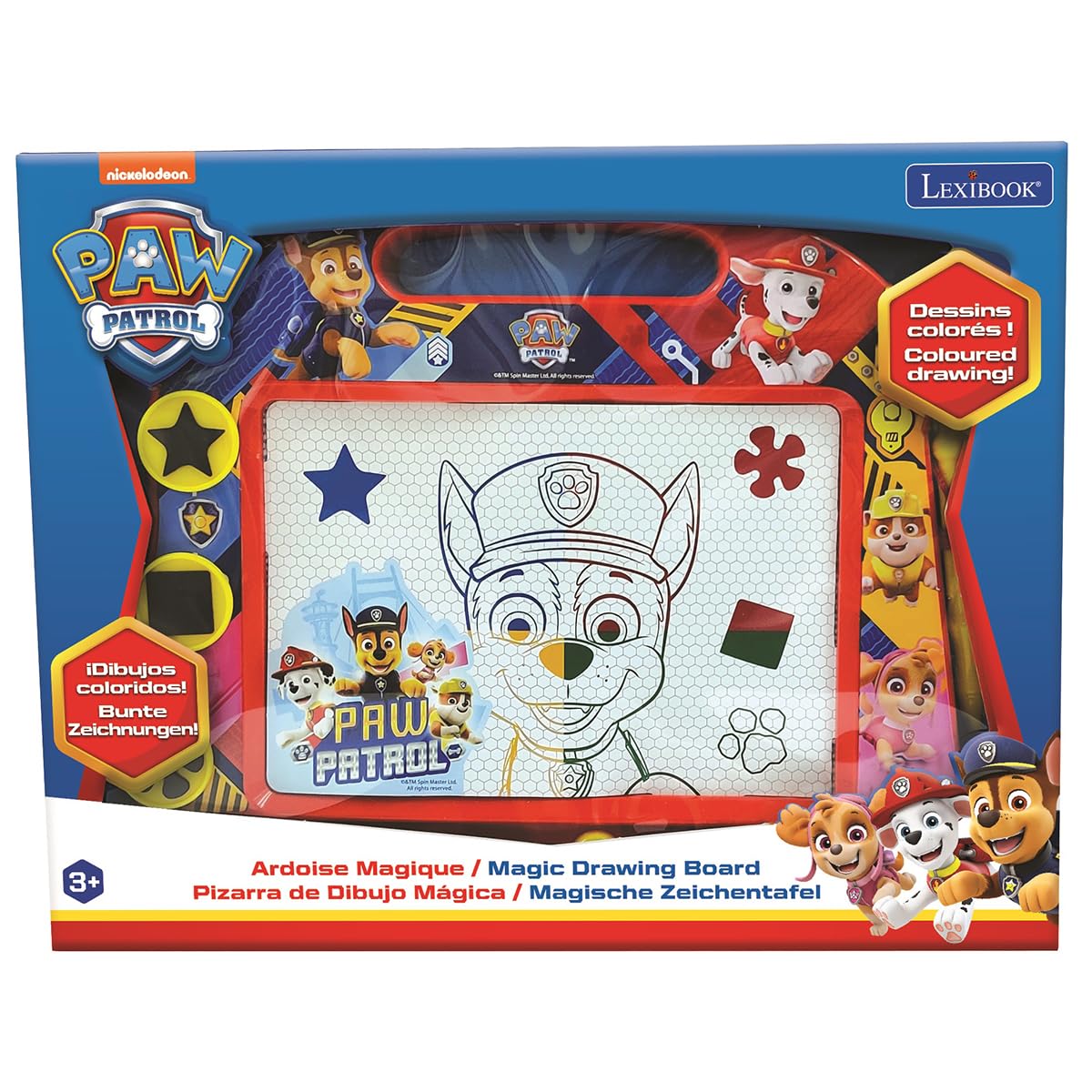 LEXIBOOK Paw Patrol Magic Magnetic Drawing Board - Multicolour Drawing, Stylus & 3 Stamps | Ages 3+ 8