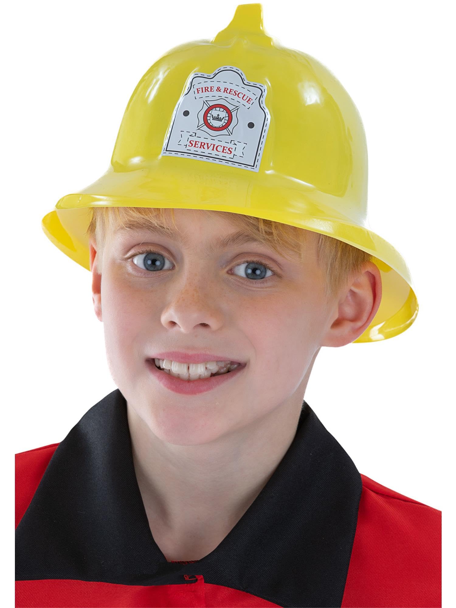 Smiffys Fire Fighter Hat Yellow with Badge - Child Fancy Dress Costume Accessory