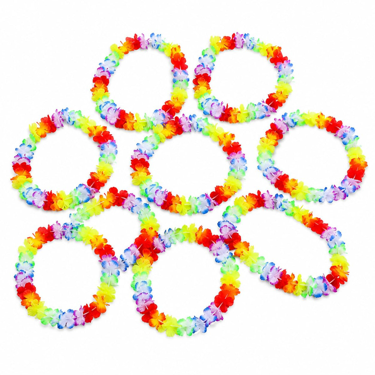 SHATCHI Hawaiian Flower Lei Garlands - 10 Pieces, Multicolour, 100 cm