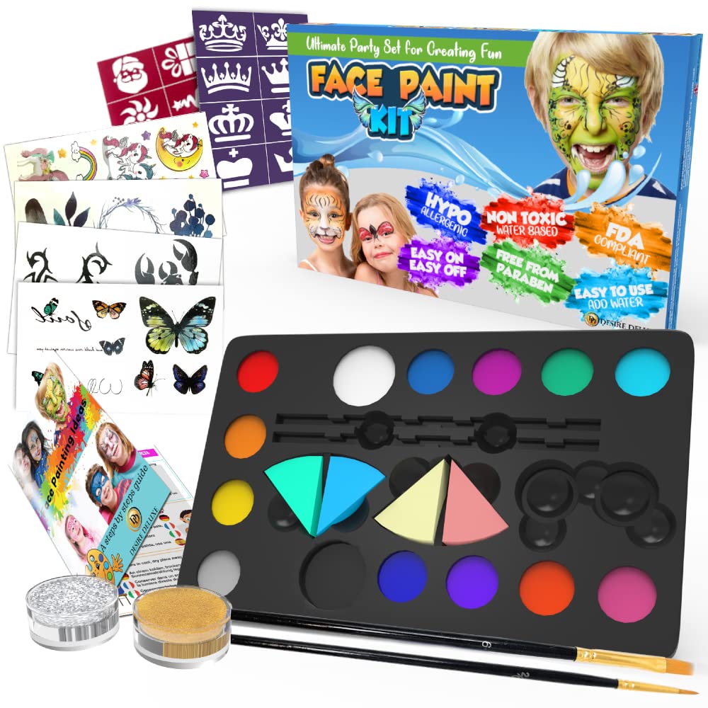 Desire Deluxe Face Paints for Children Halloween Make Up Set