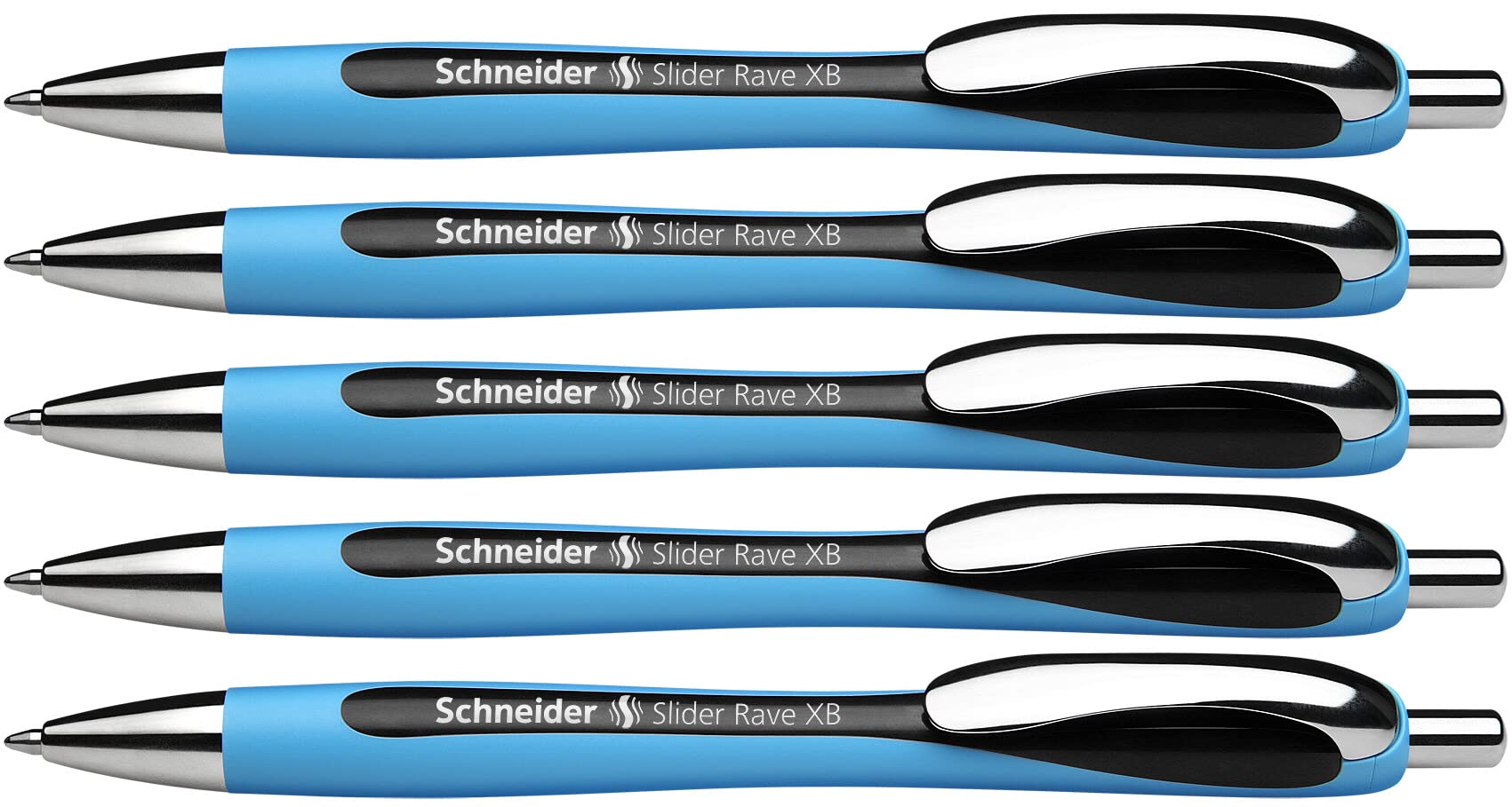 Schneider Slider Rave XB Ballpoint Pen - Pack of 5 Black Ink | Viscoglide Technology