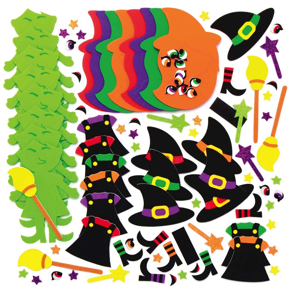 Baker Ross Witch Mix and Match Halloween Decoration Magnet Kits - Pack of 8, Ages 3+ 4