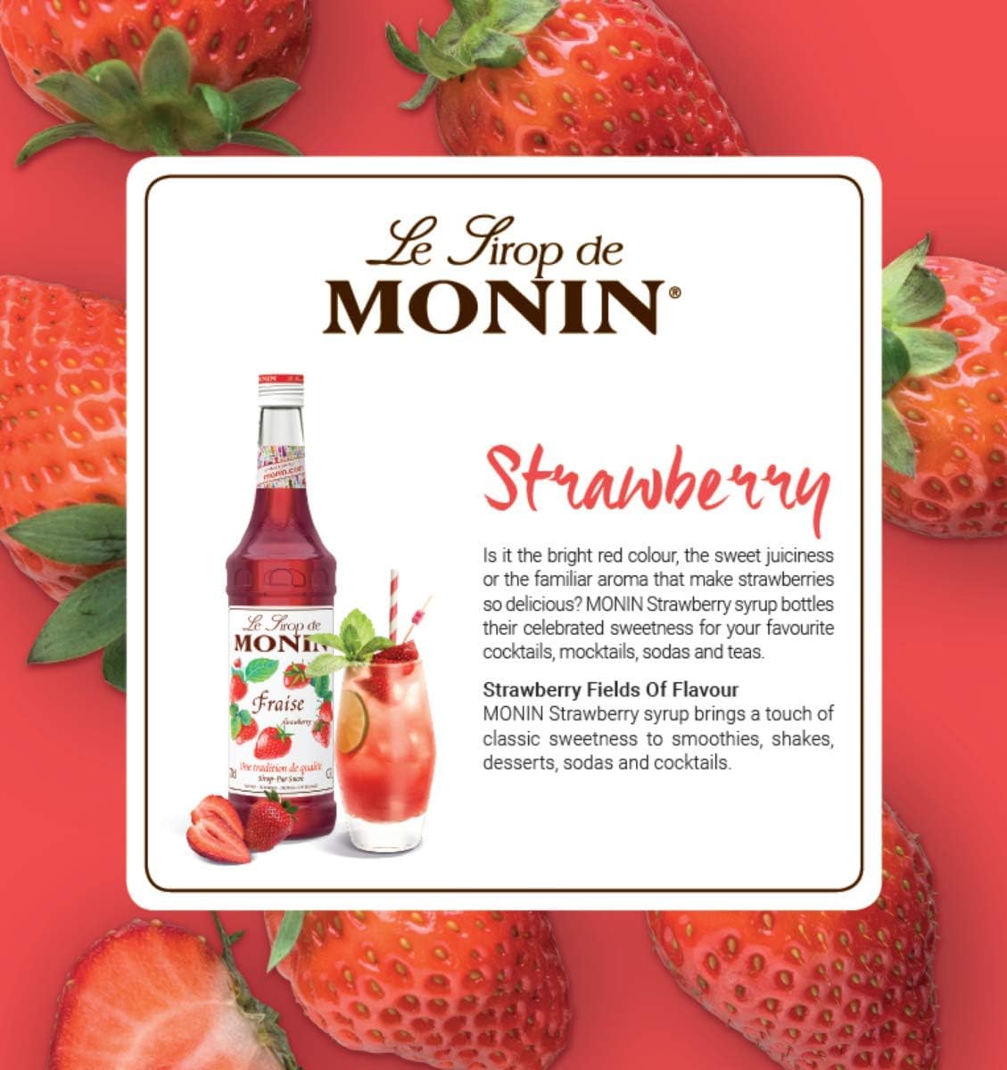 Monin Strawberry Syrup 700 ml - Premium Fruit Syrup for Beverages 8
