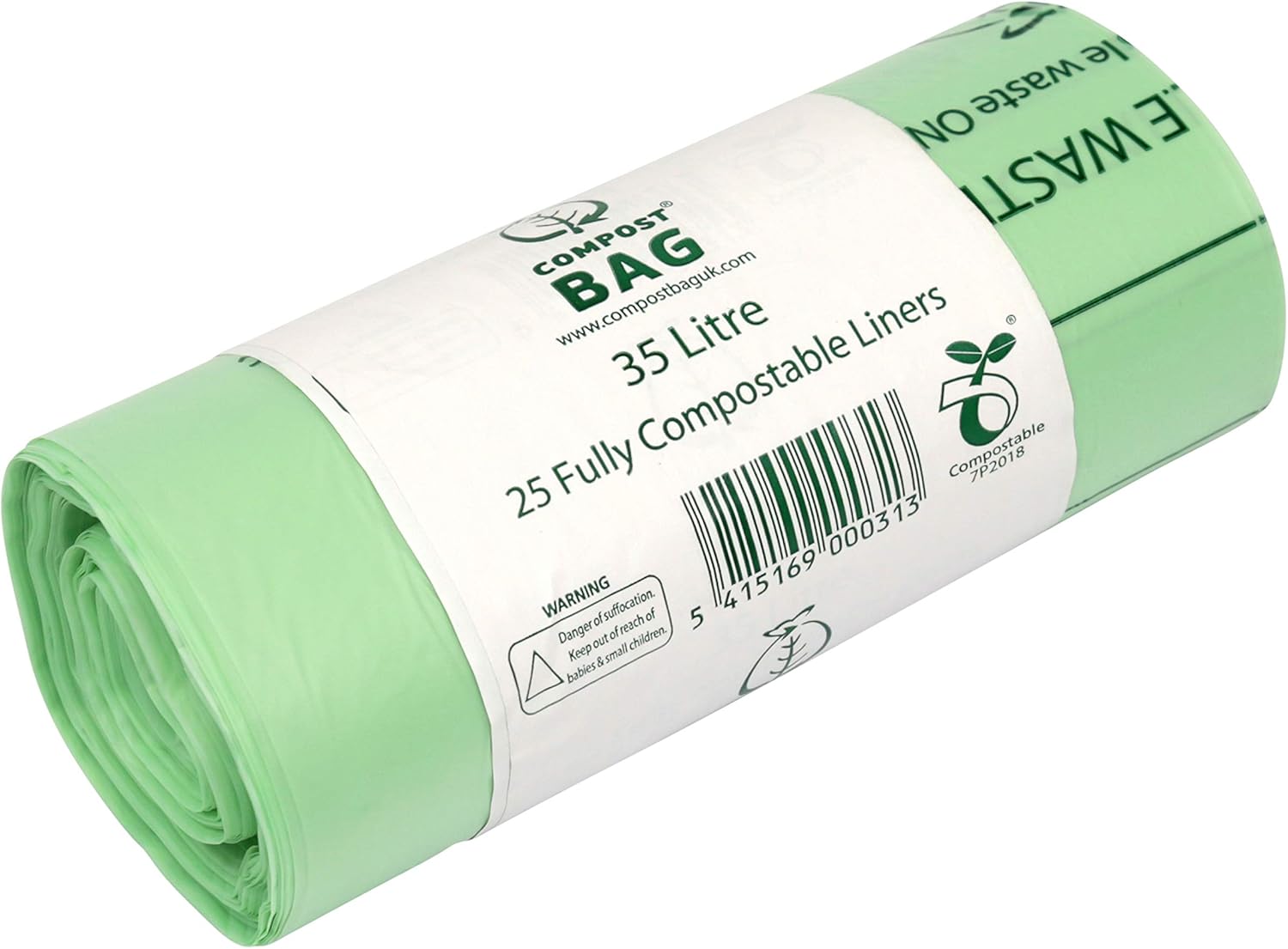 All-Green 35/40L Compostable Food Waste Bin Liners - Pack of 25 with Composting Guide