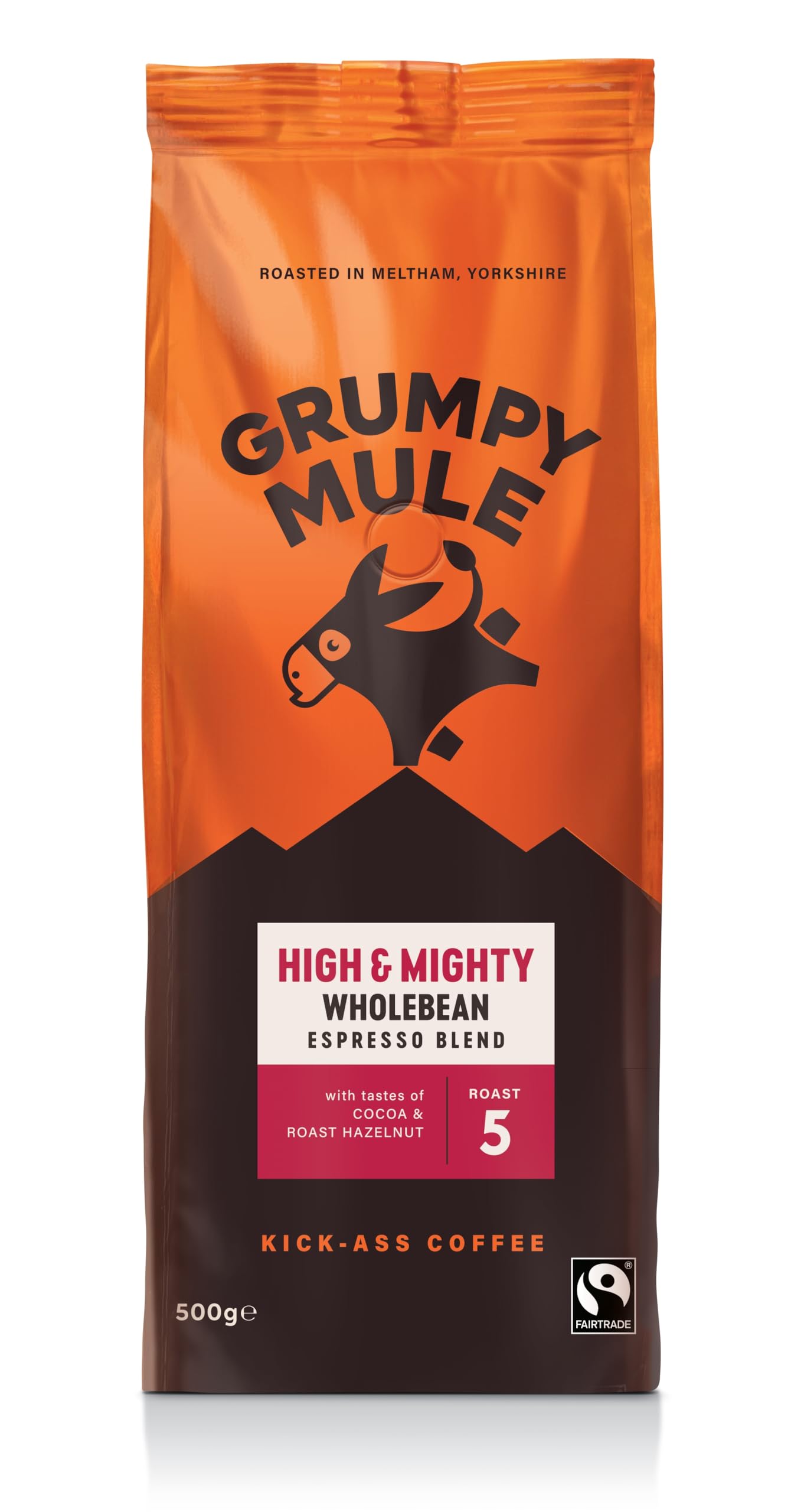 Grumpy Mule High and Mighty Espresso Blend Whole Coffee Beans - Fairtrade Arabica Coffee with Cocoa and Hazelnut Notes 1