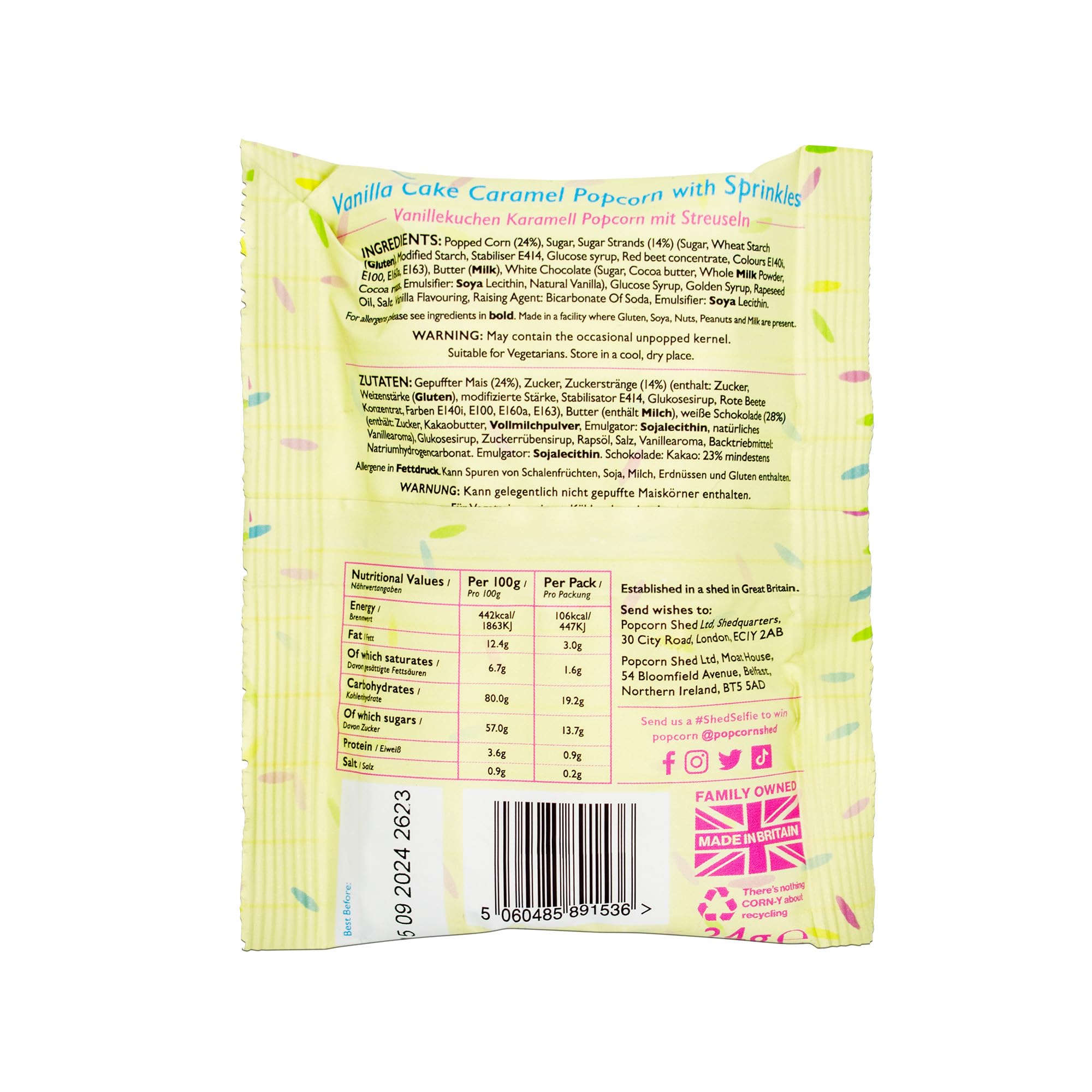 Popcorn Shed Birthday Cake Gourmet Popcorn Snack Pack - Handcrafted Natural Popcorn (24g) 3