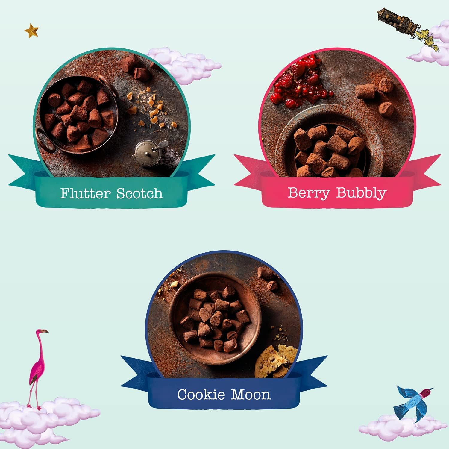 Monty Bojangles Taste Adventures Cocoa Dusted Truffles Assortment - 6 Flavour Luxury Chocolate Gift Box, 225g 6