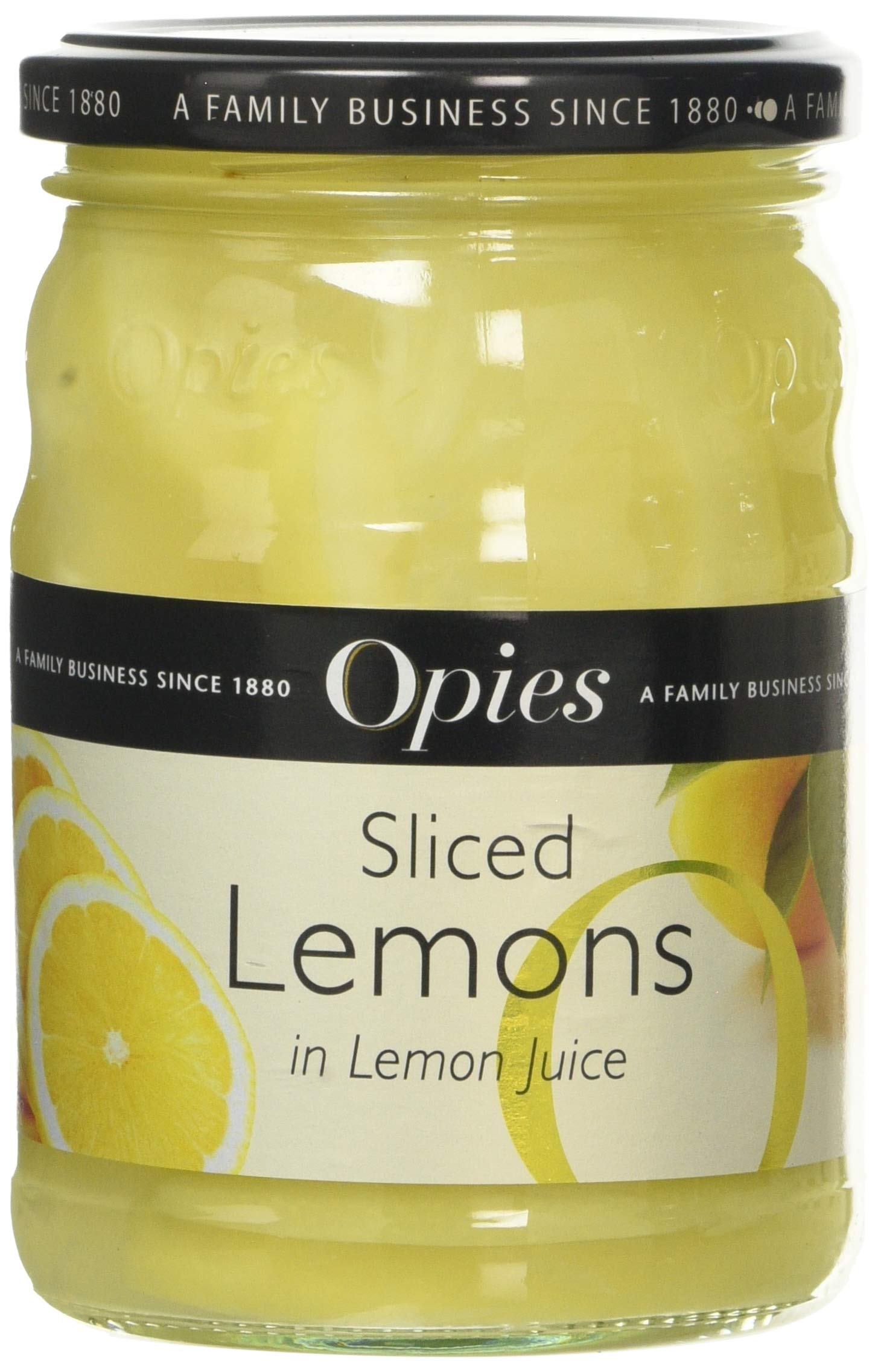 Opies Sliced Lemons in Lemon Juice - Preserved Lemon Slices, 350g Jar