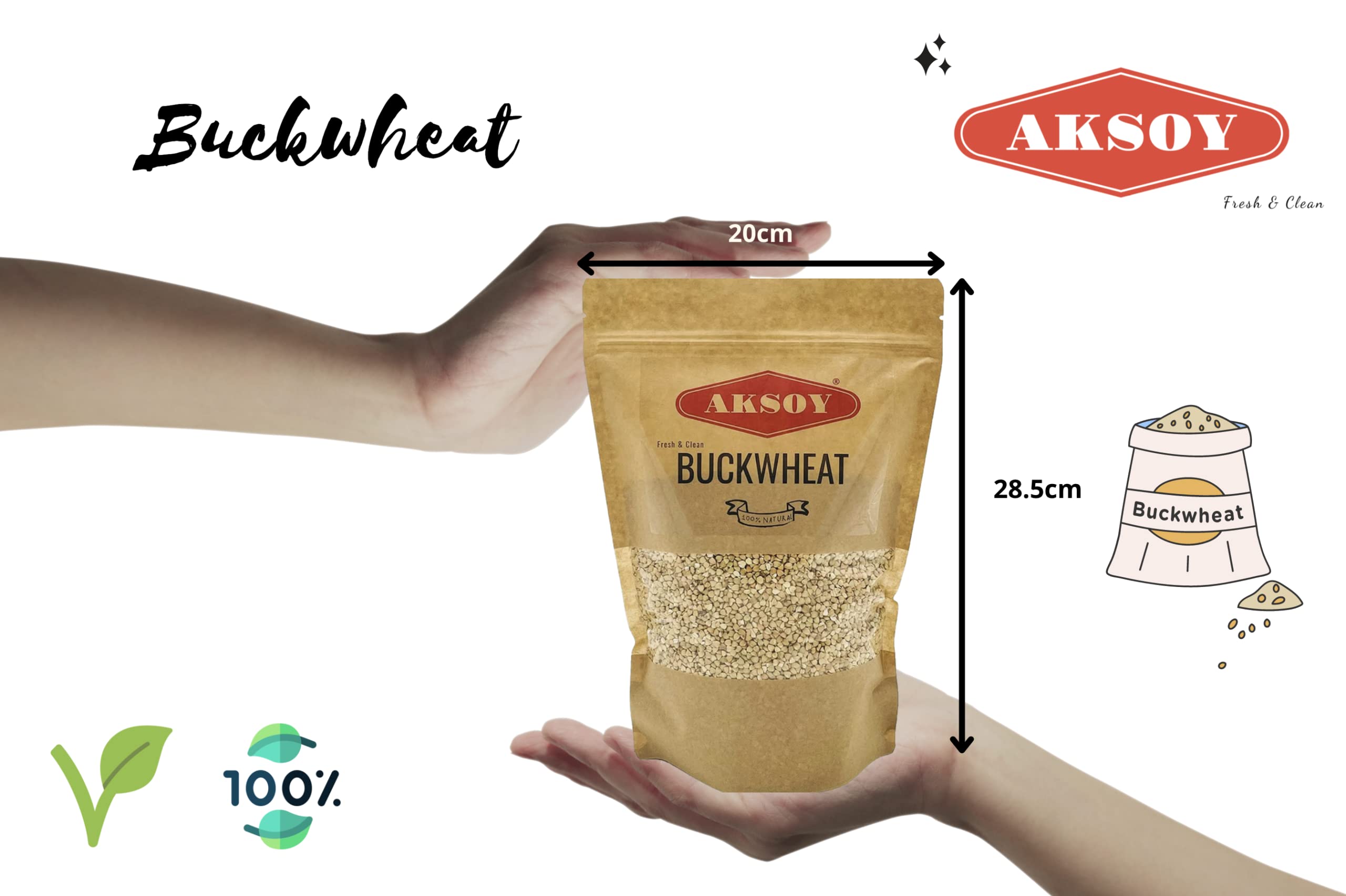 AKSOY Hulled Buckwheat Groats - 1.25kg Raw Vegan Non-GMO Whole Grain Rich in Protein 4