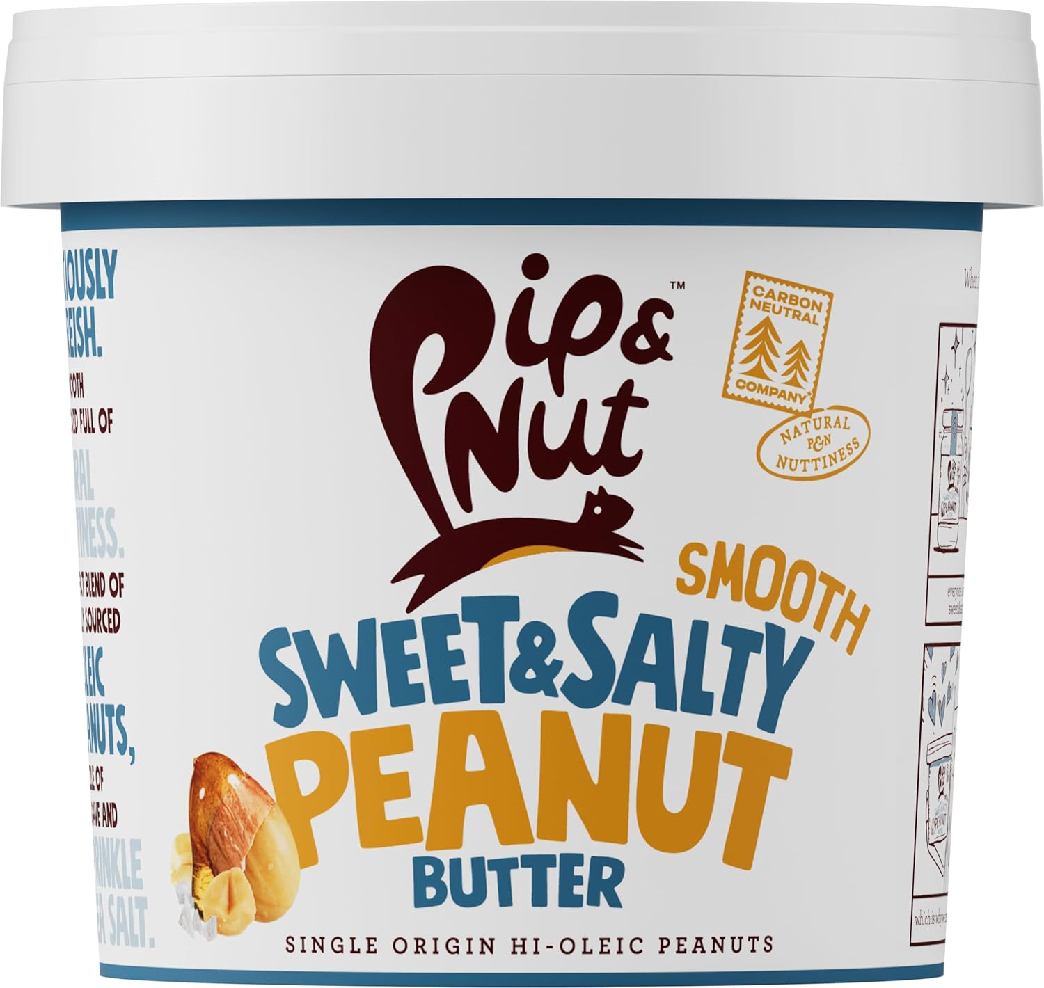 Pip & Nut Sweet & Salty Smooth Peanut Butter (1kg) - No Palm Oil, Natural Nut Spread
