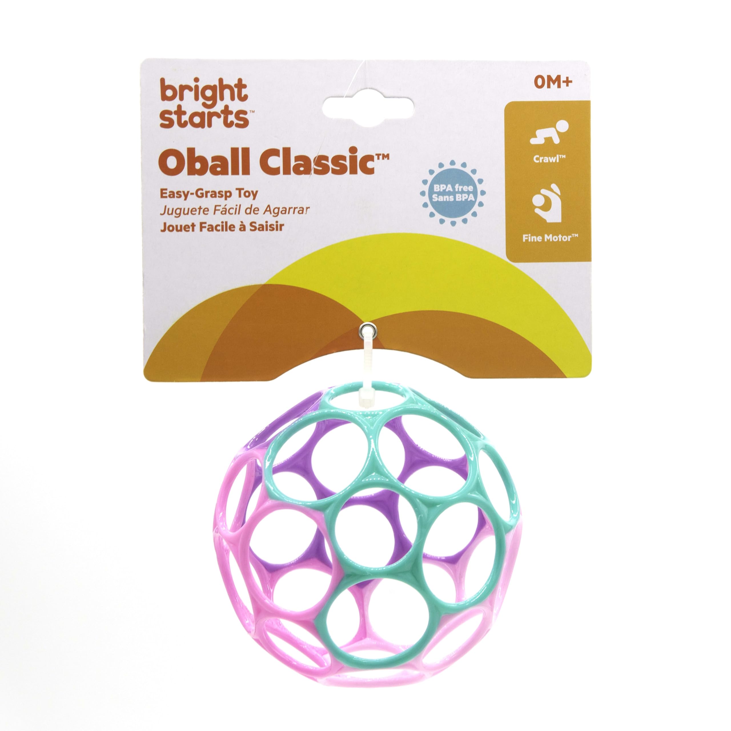 Bright Starts Oball Classic Easy-Grasp Toy - Pink & Purple - 0 to 3 Years 8