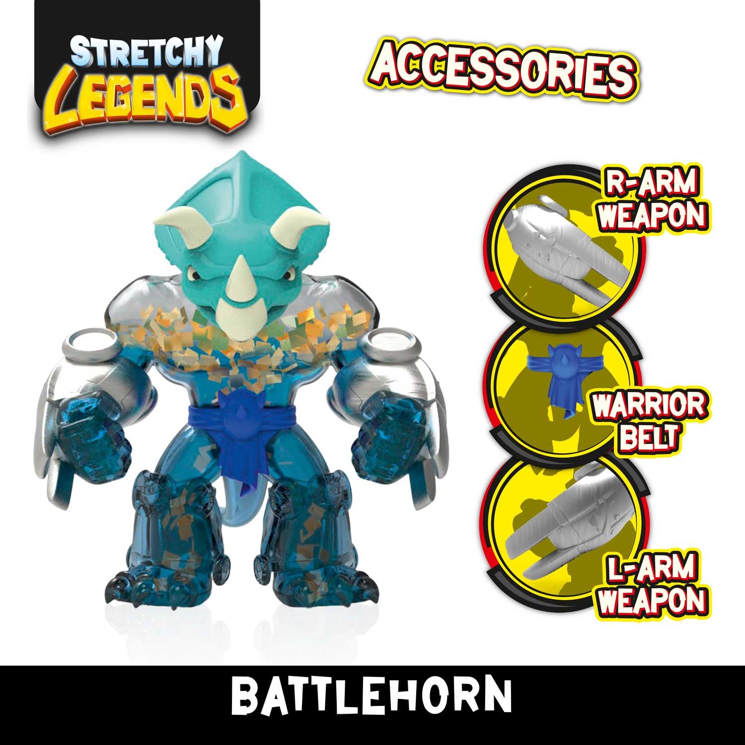 CRAZE STRETCHY LEGENDS Battlehorn Elastic Action Figure – Slime-Filled Stretchy Toy for Kids 3+ 7