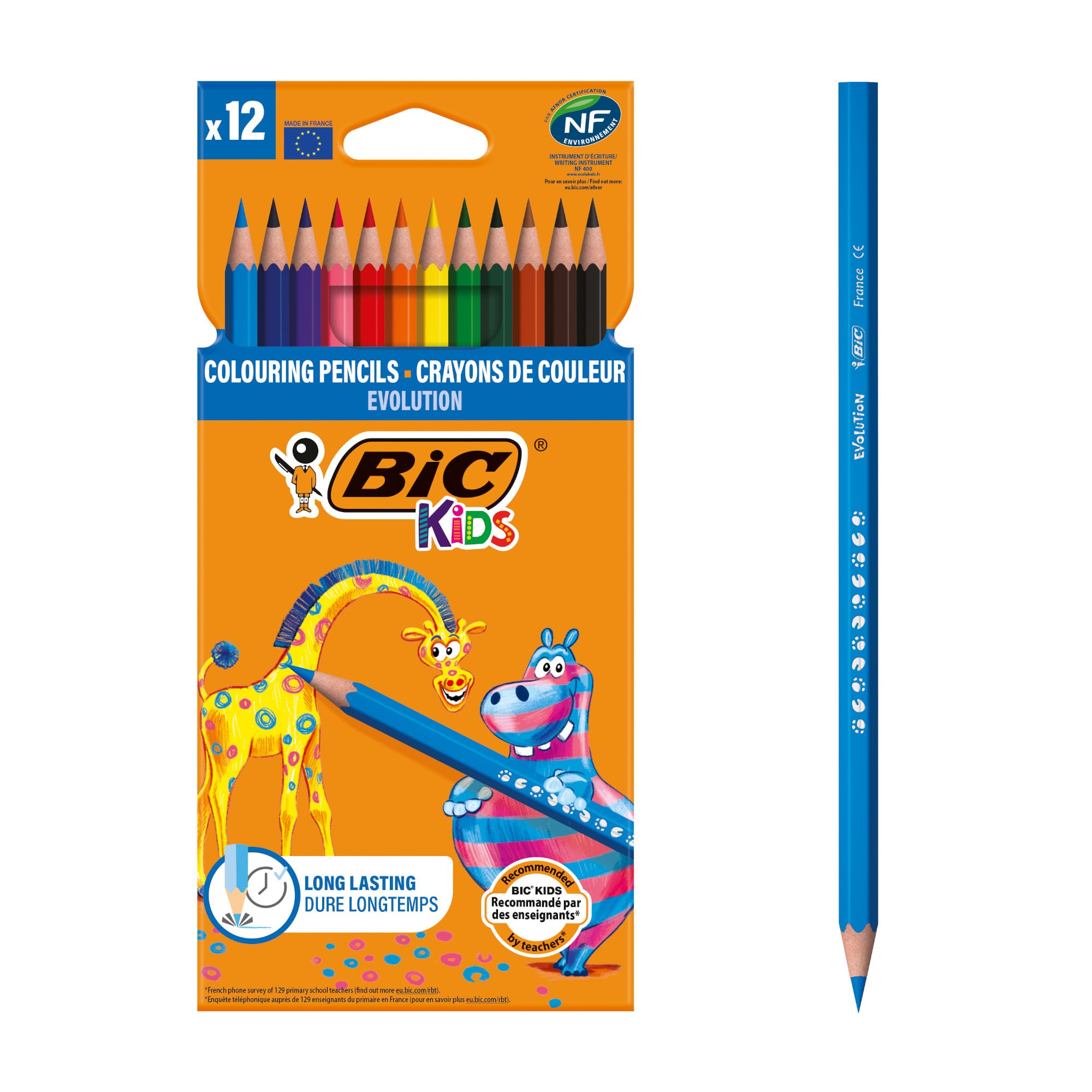BIC Kids Evolution Vivid Colouring Pencils - Wood-Free, Durable Art Supplies for Kids 5+ 6