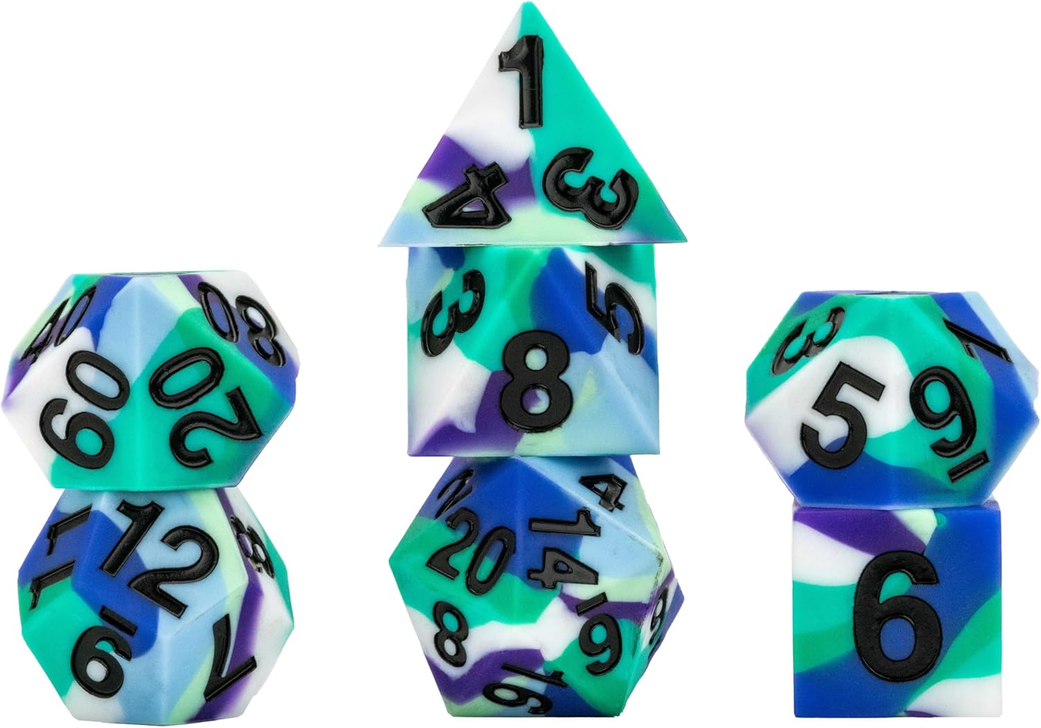 Metallic Dice Games FanRoll 16mm Pride Sharp Edge Silicone Rubber Polyhedral Dice Set