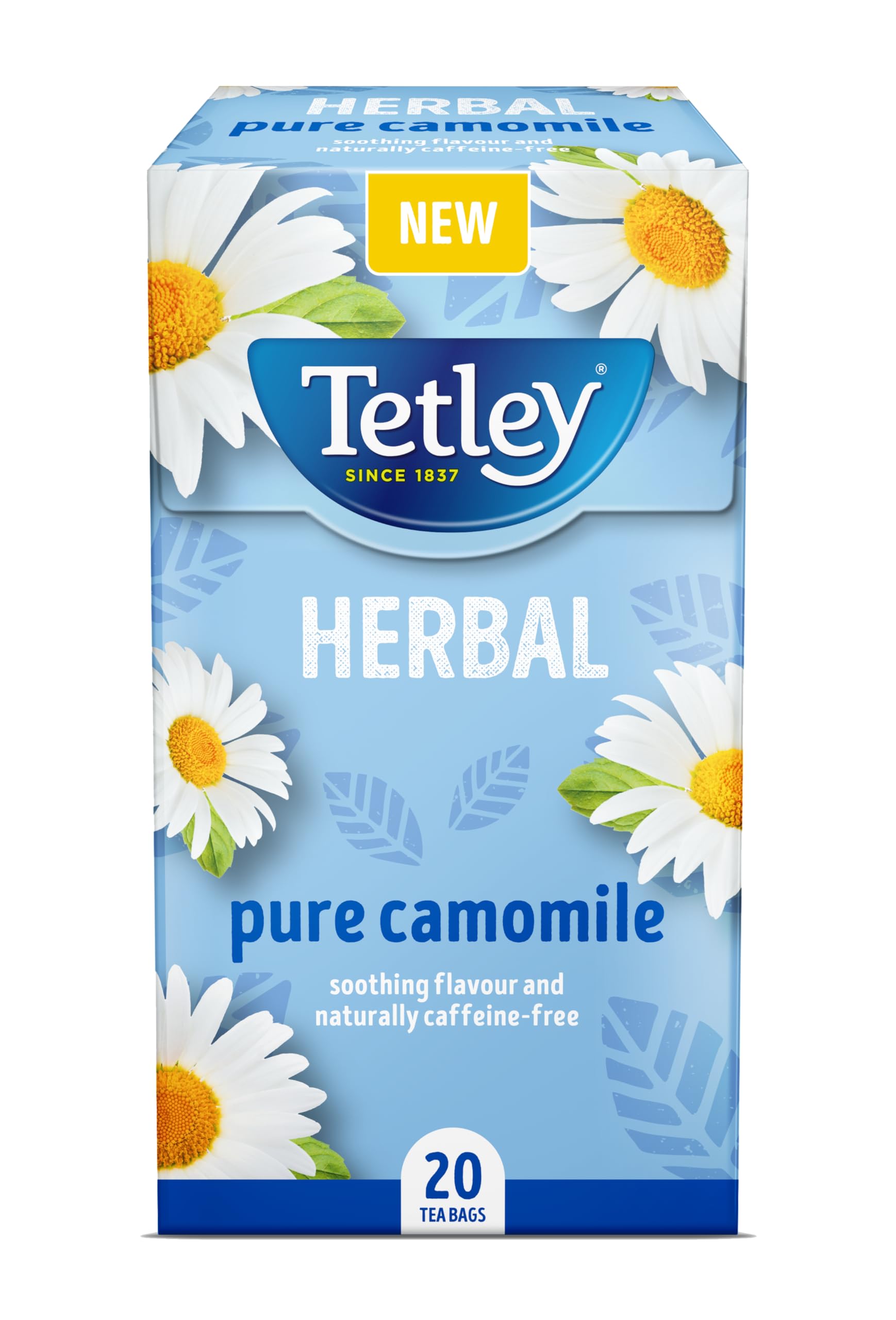 Tetley Pure Camomile Herbal Tea - 4 Boxes of 20 Teabags (80 Total), Naturally Caffeine-Free