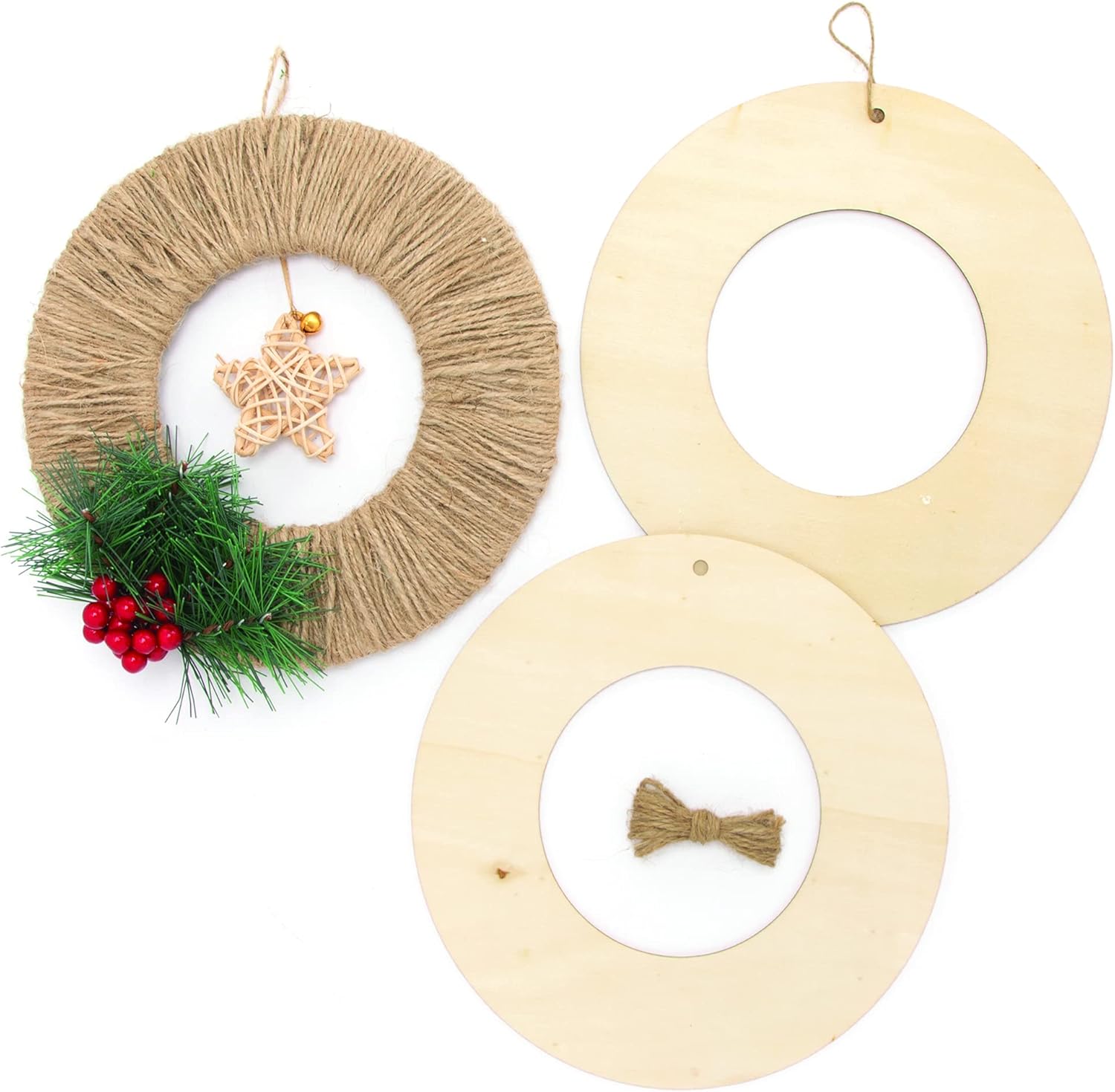 Baker Ross FE907 Large Wooden Wreath Blanks - Pack of 6 Craft Kits for Kids