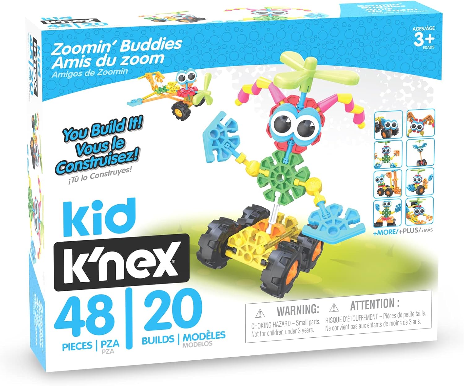 Kid K'NEX Zoomin' Buddies 20 Model Building Set - 48pc Educational Toy for Ages 3+ 6