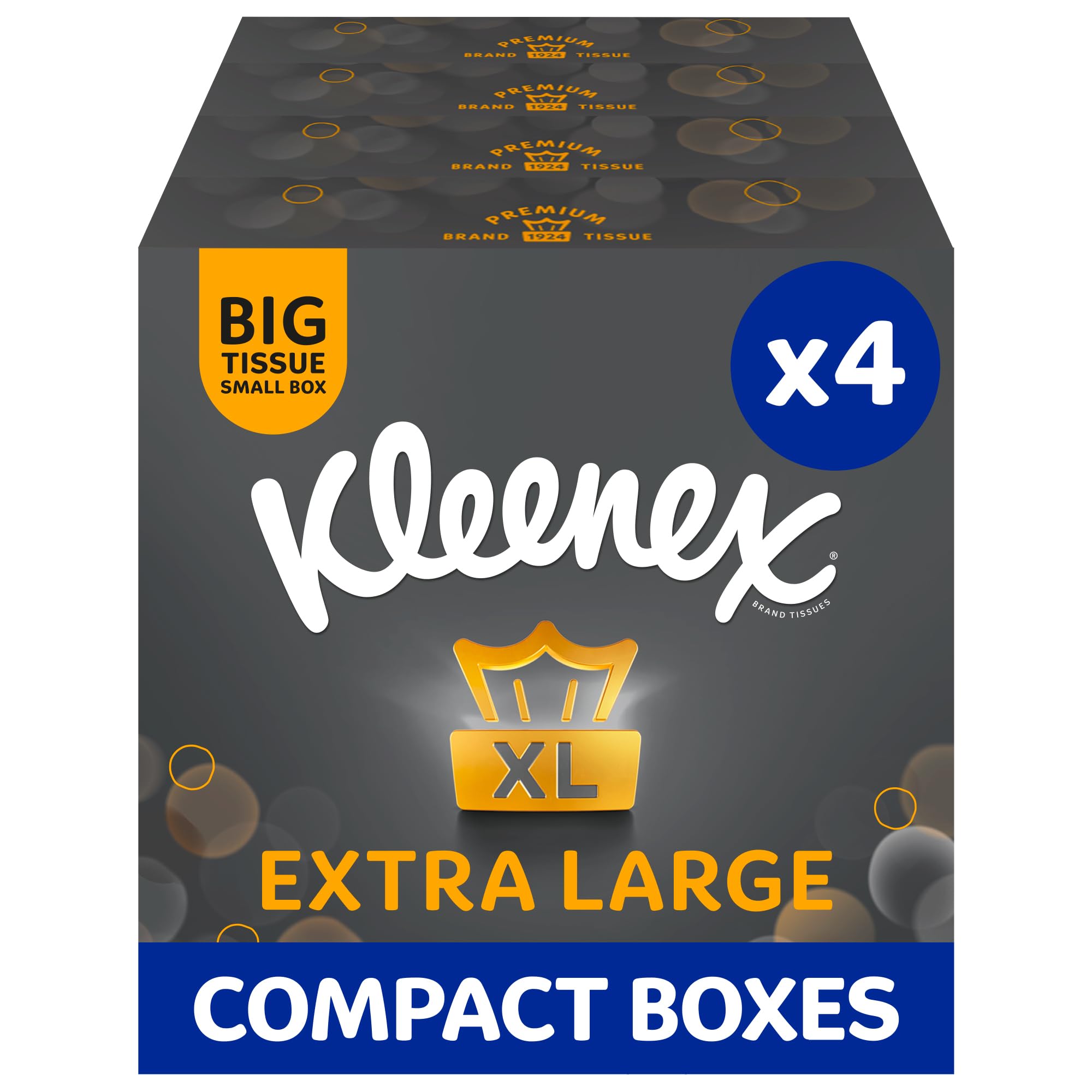 Kleenex Extra Large Compact Facial Tissues - 4 Boxes, 176 Unscented 3-Ply Sheets