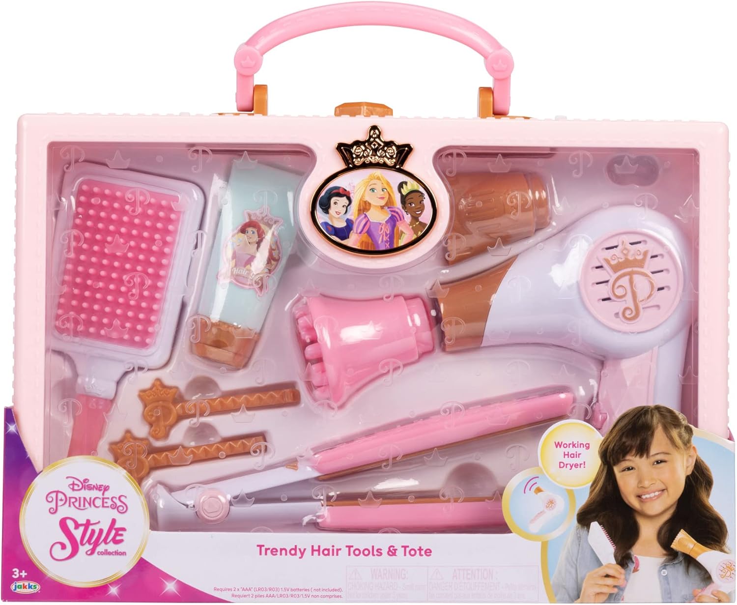 Disney Princess Style Collection - Trendy Hair Pretend Play Styling Tools with Sound & Storage Tote 7