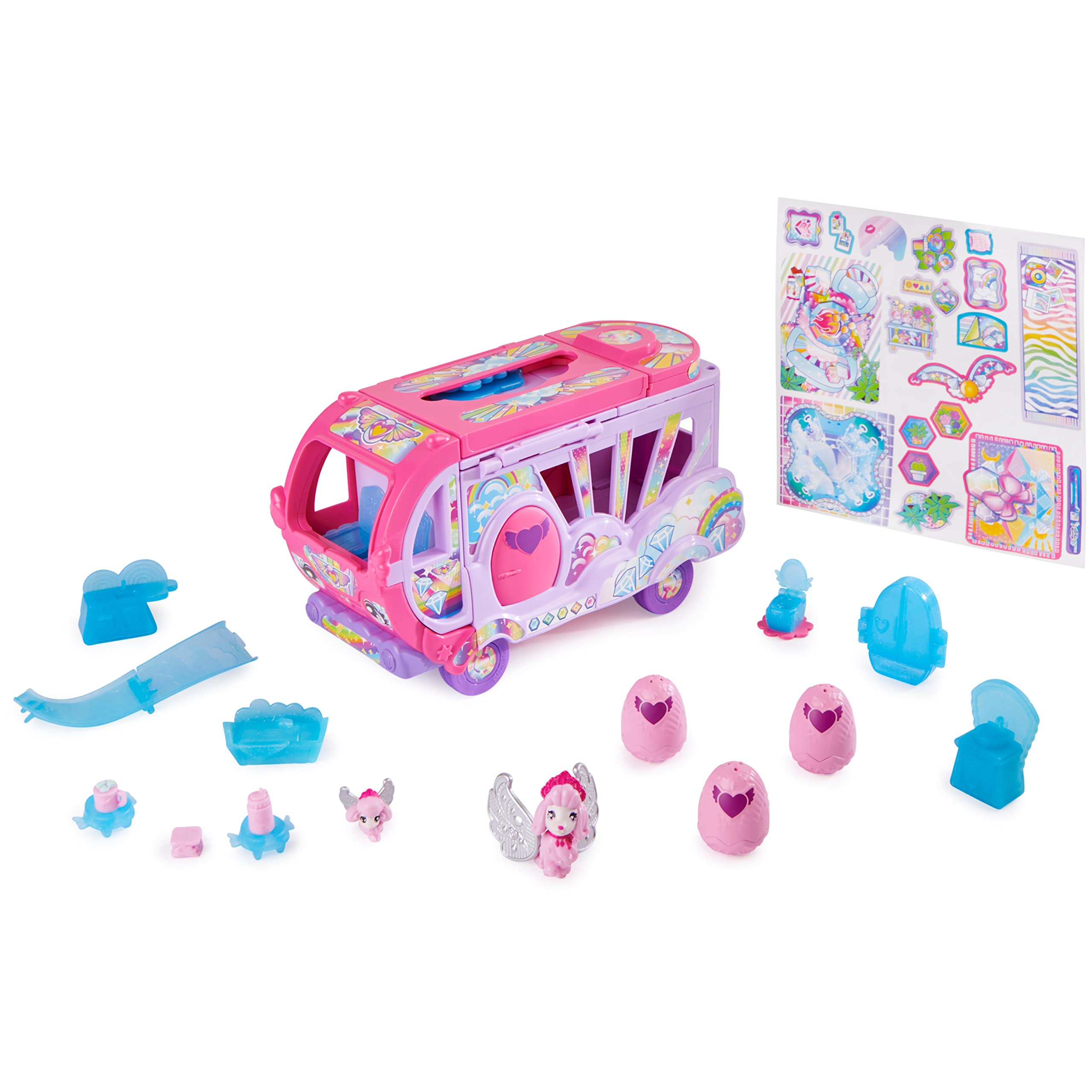 HATCHIMALS CollEGGtibles Rainbow-cation Camper Playset with 6 Sparkling Poodles | Ages 5+