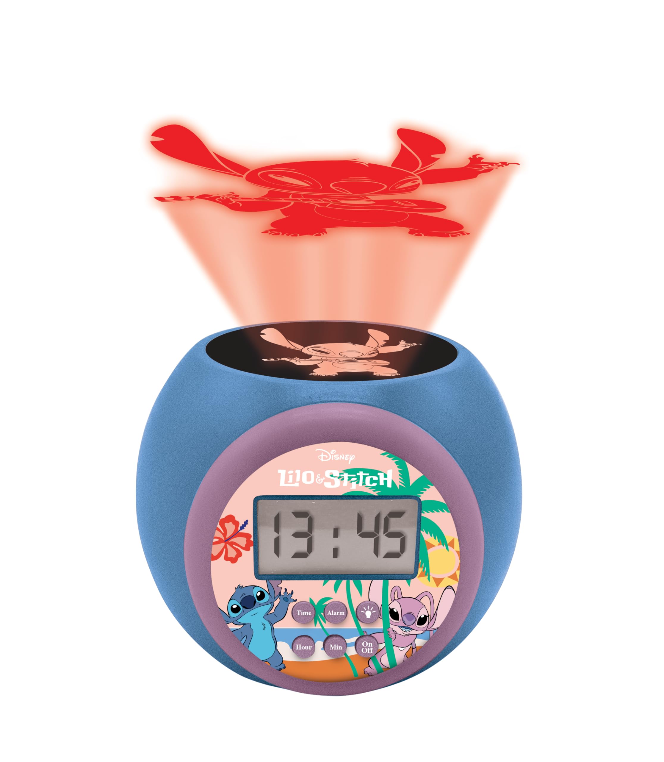 LEXIBOOK Disney Stitch Projector Alarm Clock with Snooze Function | Blue Plastic 4