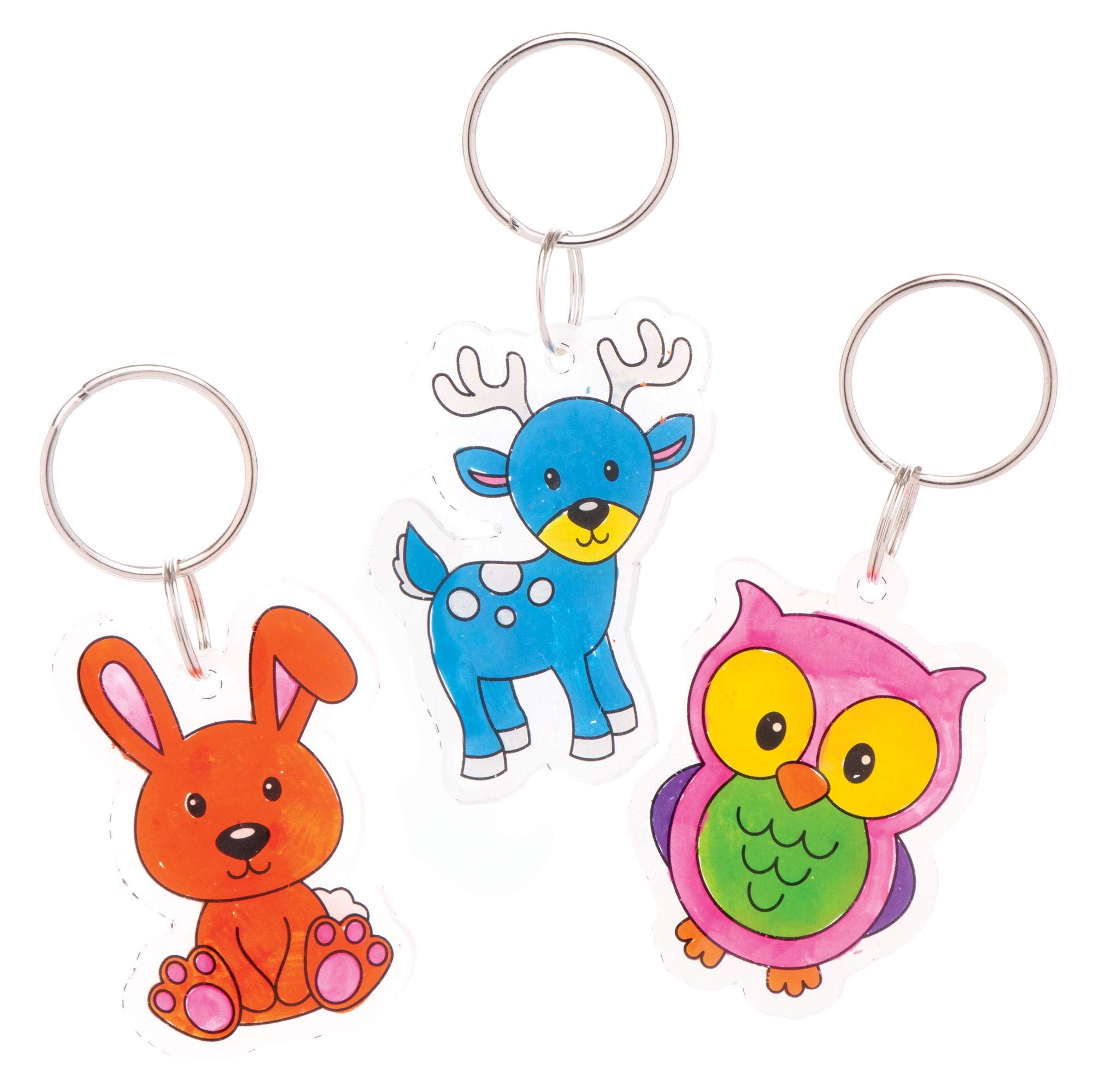 Baker Ross AW870 Woodland Animal Super Shrink Keyrings Craft Kit 4