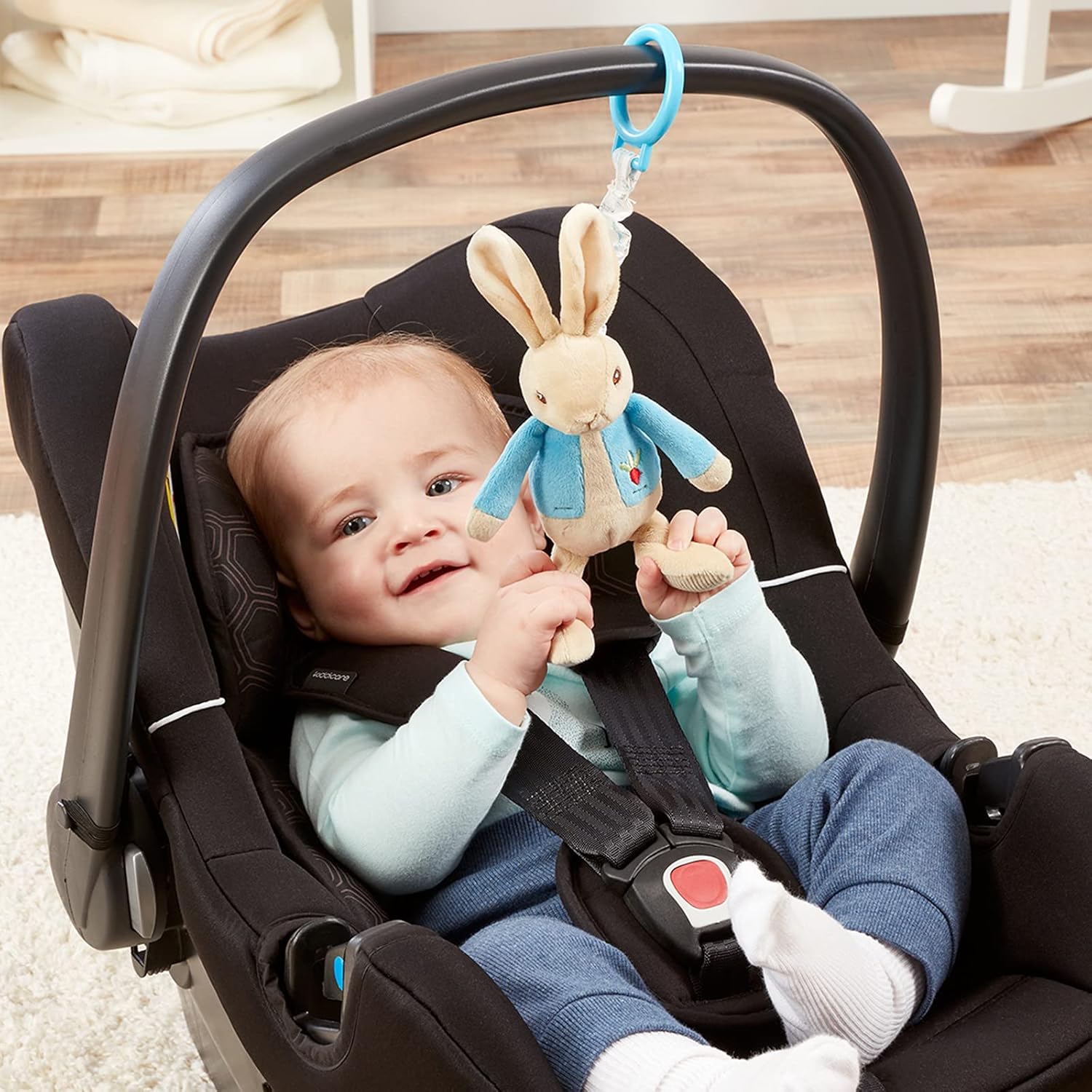 Beatrix Potter Peter Rabbit Jiggle Attachable Soft Toy - 18.5cm Bouncing Bunny for Pram, Car Seat & Crib 5