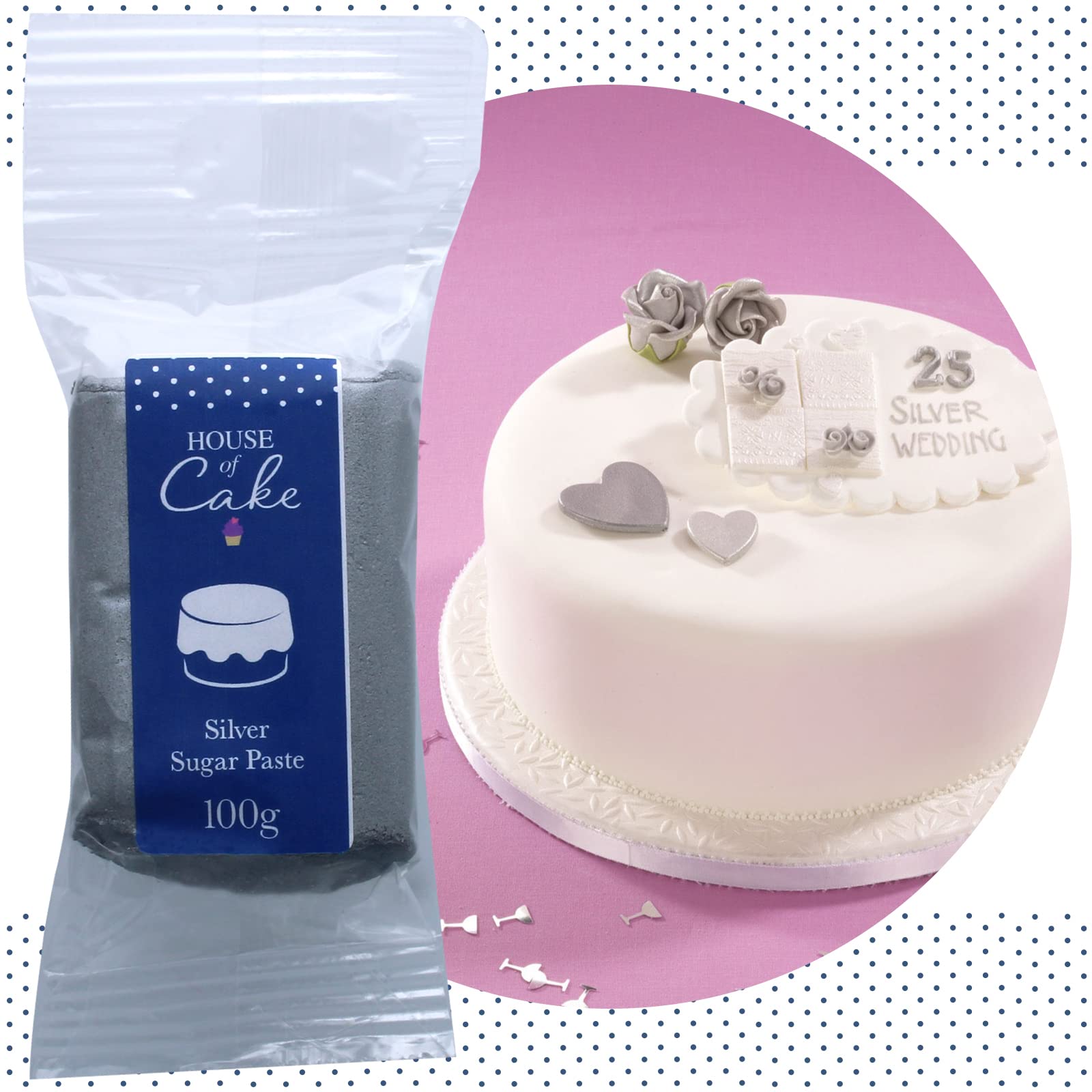 House of Cake Metallic Silver Edible Sugar Paste Fondant Icing | 100g 2