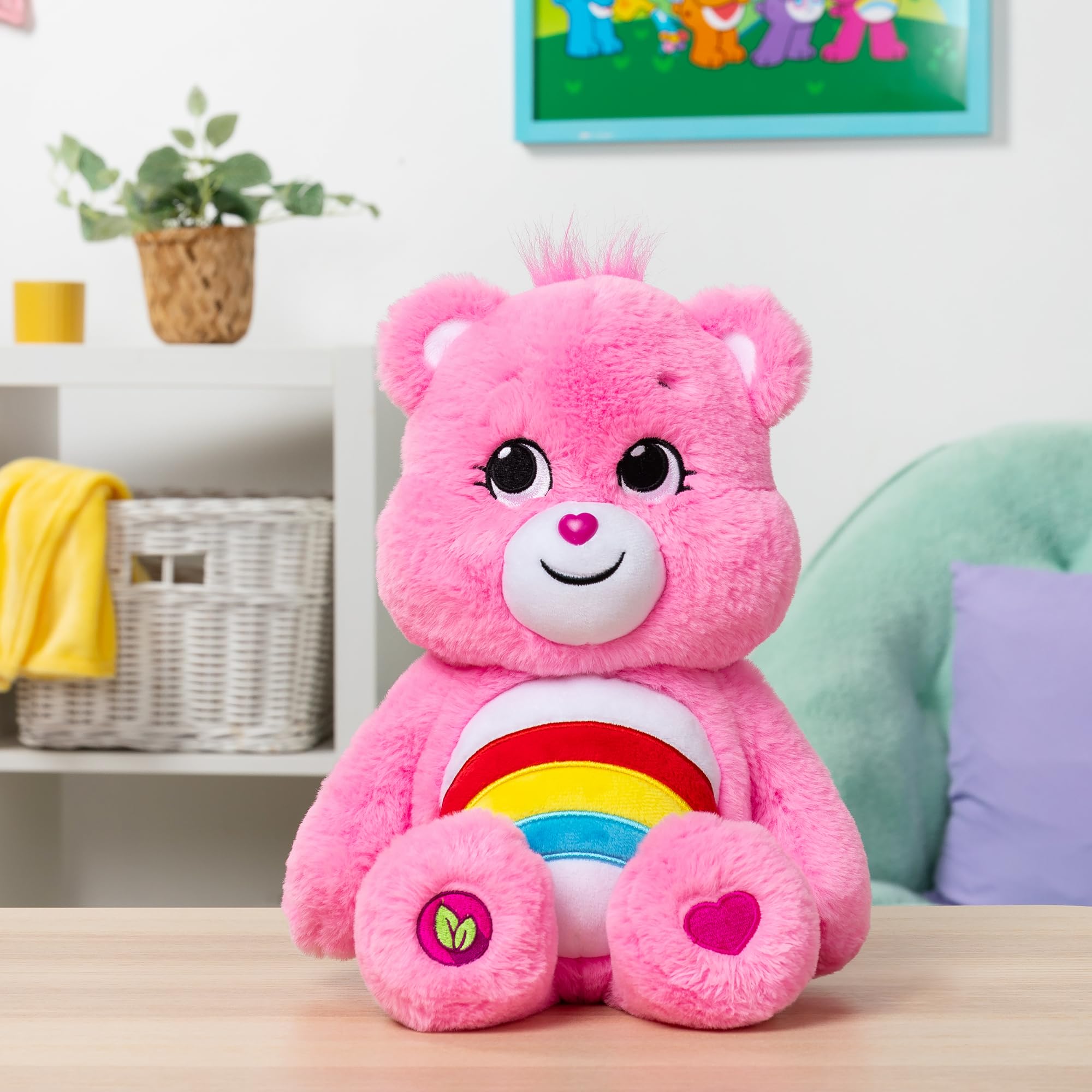 Care Bears Cheer Bear 35cm Plush Toy - Soft Cuddly Stuffed Animal for Kids 3