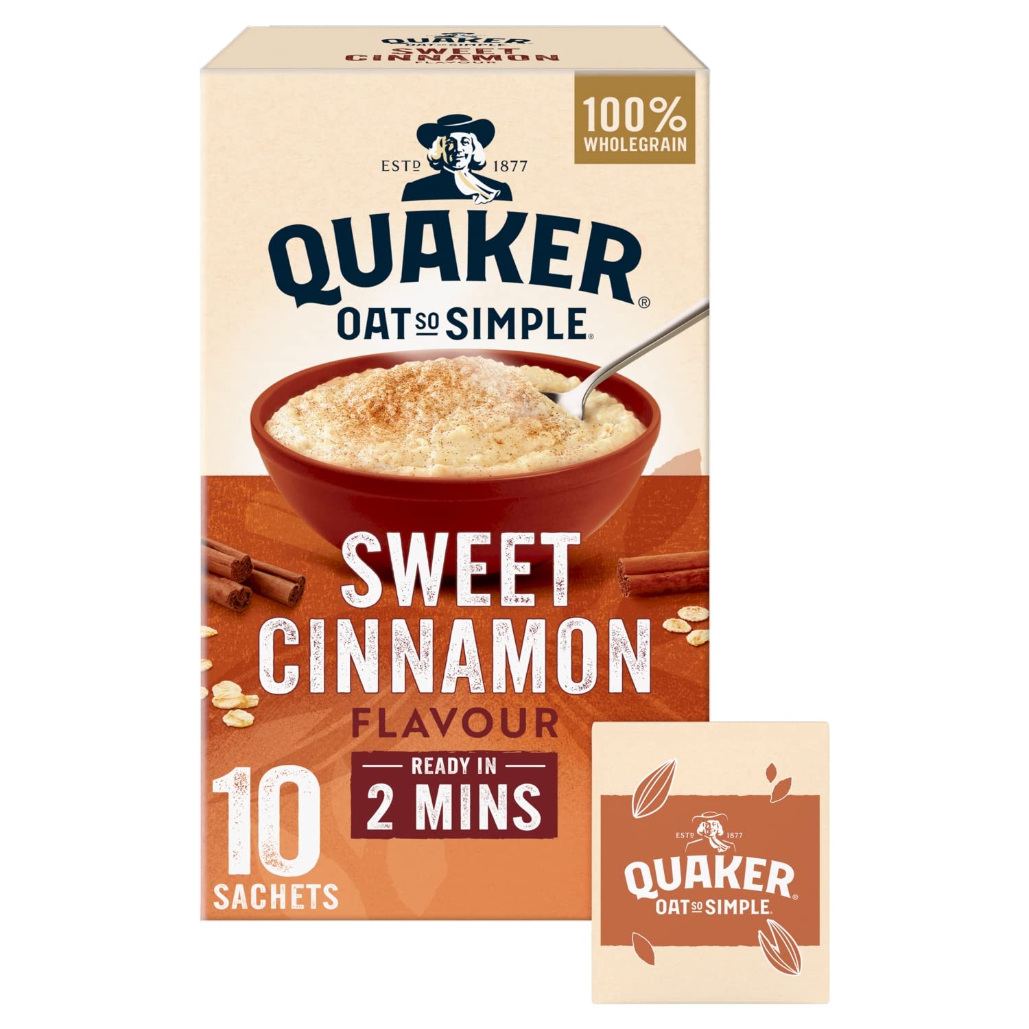 Quaker Oat So Simple Sweet Cinnamon Porridge - 10 Sachets x 33g | Reduces Cholesterol 1