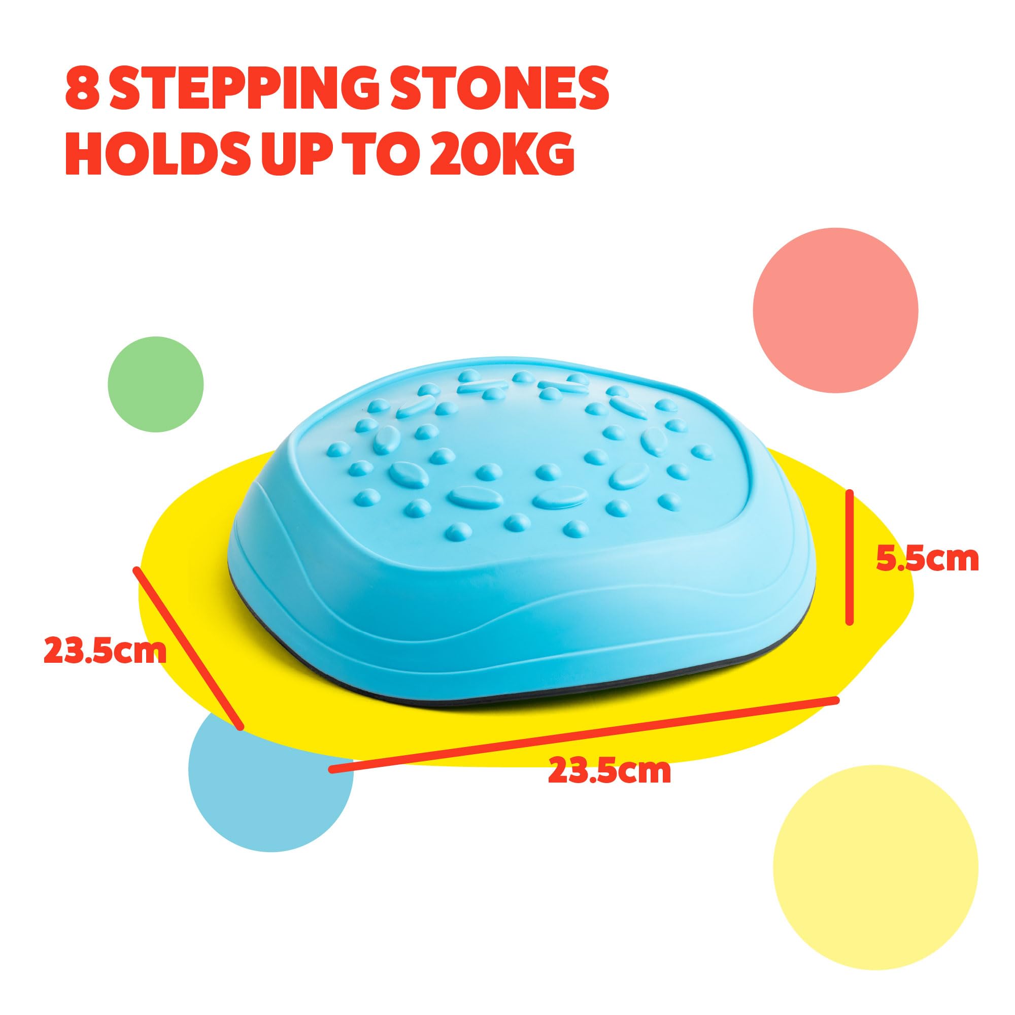 Toyrific Stepping Stones Balance Game - 8 Colourful Non-Slip Sensory Stones for Kids 3+ 3