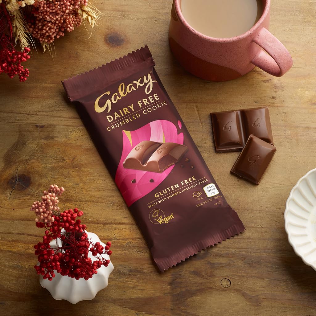 GALAXY Dairy Free Chocolate Bar – Crumbled Cookie, Vegan Hazelnut & Cocoa, 90g 4