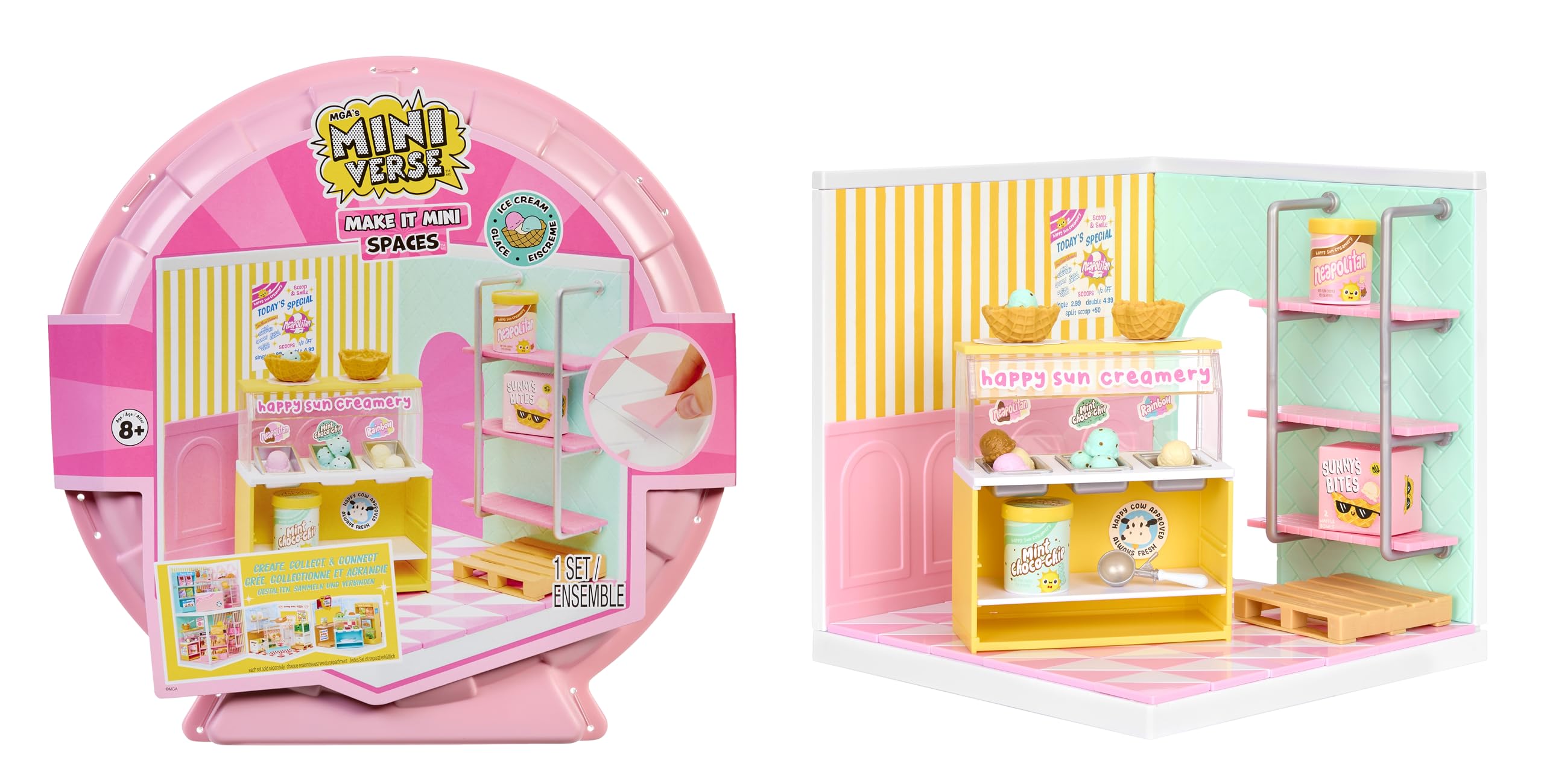 MGA's Miniverse Make It Mini Spaces Ice Cream Shop Building Set - DIY Craft Kit | Ages 8+