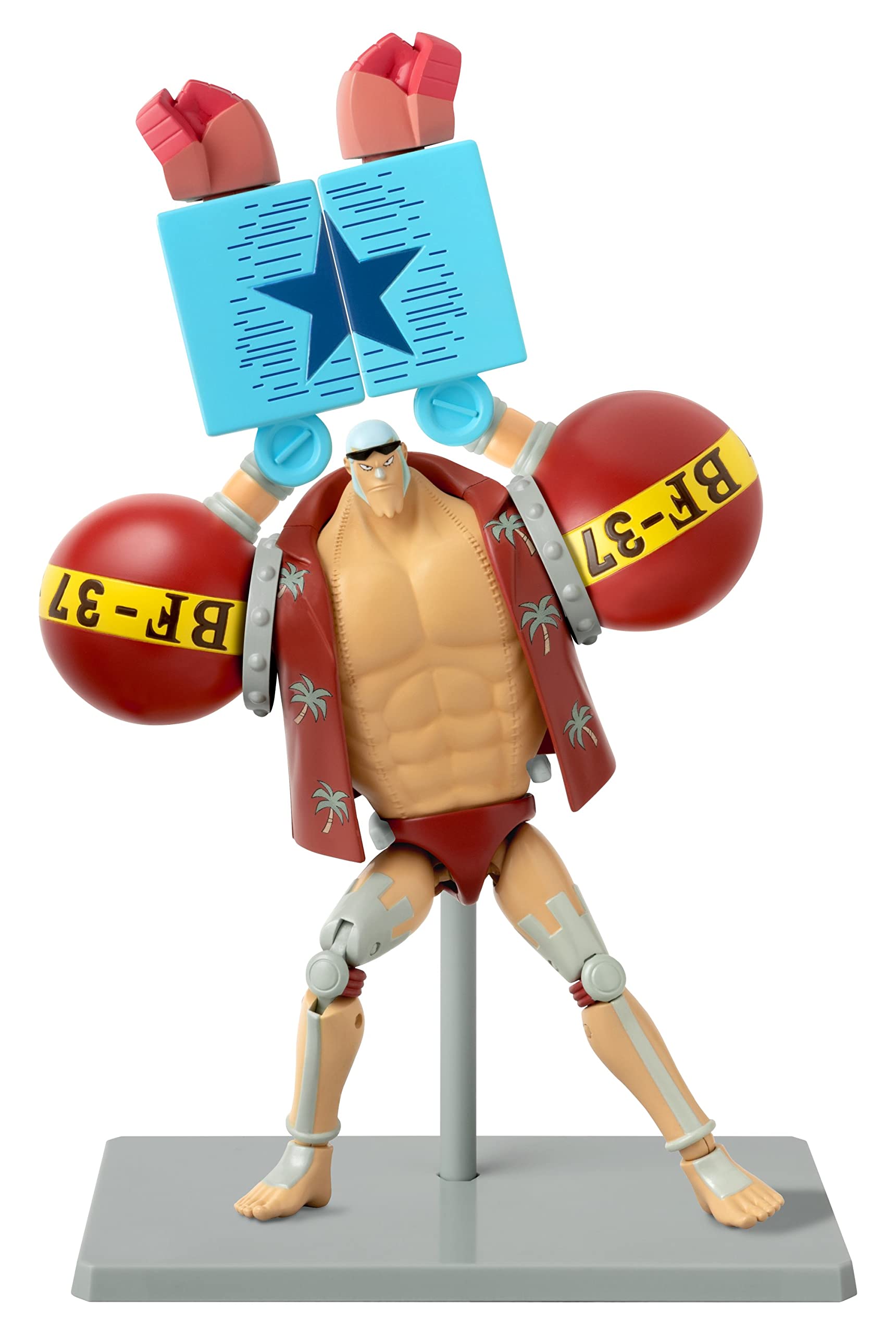BANDAI One Piece Anime Heroes Franky Action Figure - 17cm Articulated Pirate Toy with Display Stand 14