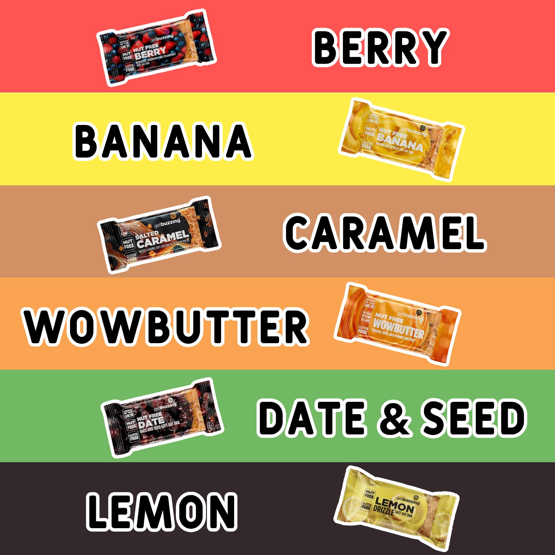 Getbuzzing Nut Free Oat Flapjack Healthy Snack & Energy Bars - Date & Seed, 20 Pack 10