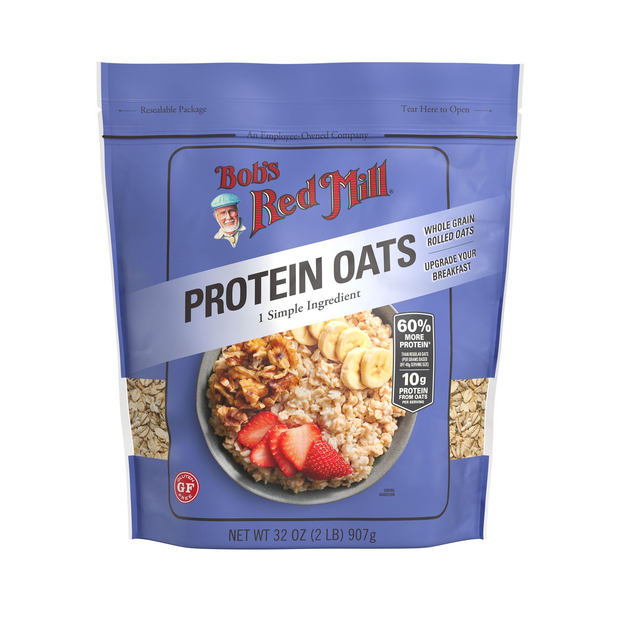 Bob's Red Mill Gluten Free Protein Oats - 10g Protein/Serving | 907g Bag | Non-GMO 1