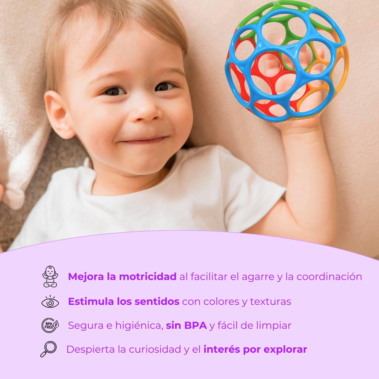 DOHE Educa Sensory Ball for Babies - Easy Grip, Soft & Lightweight Developmental Toy 5