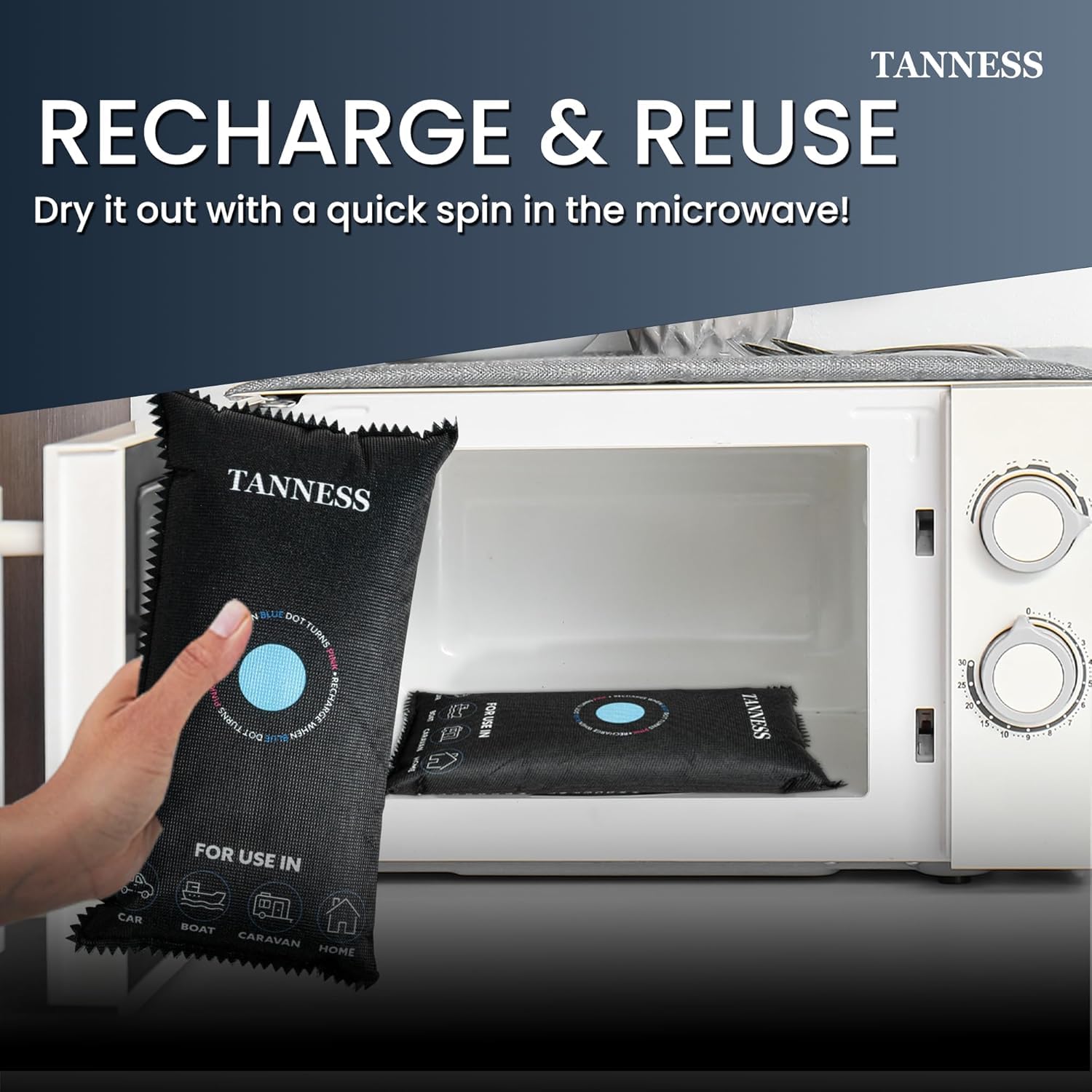 TANNESS - 2 Pack x 1kg Car Dehumidifier Bags with Anti-Slip Pads 6